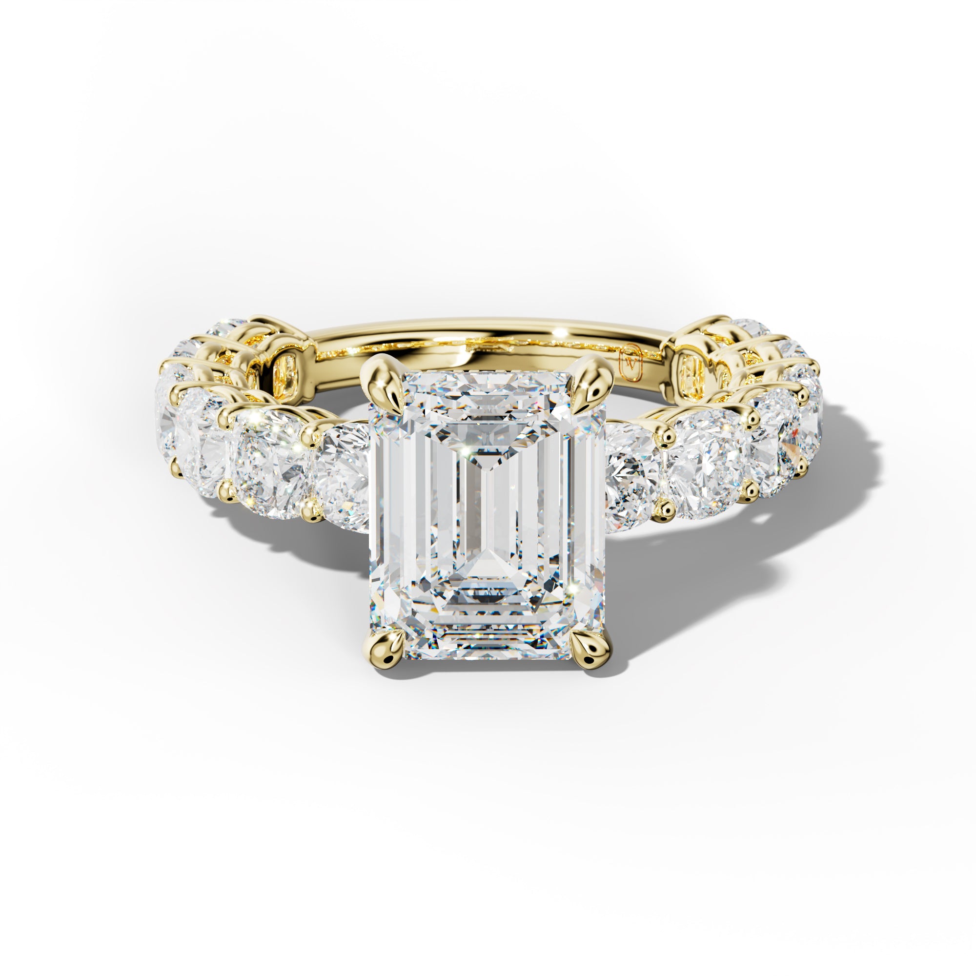Bailey Emerald Cut Engagement Ring With Cushion Side Stones