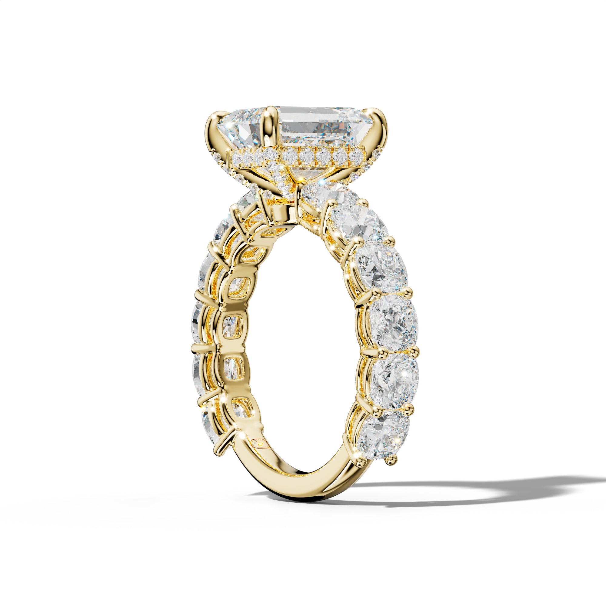 Bailey Emerald Cut Engagement Ring With Cushion Side Stones