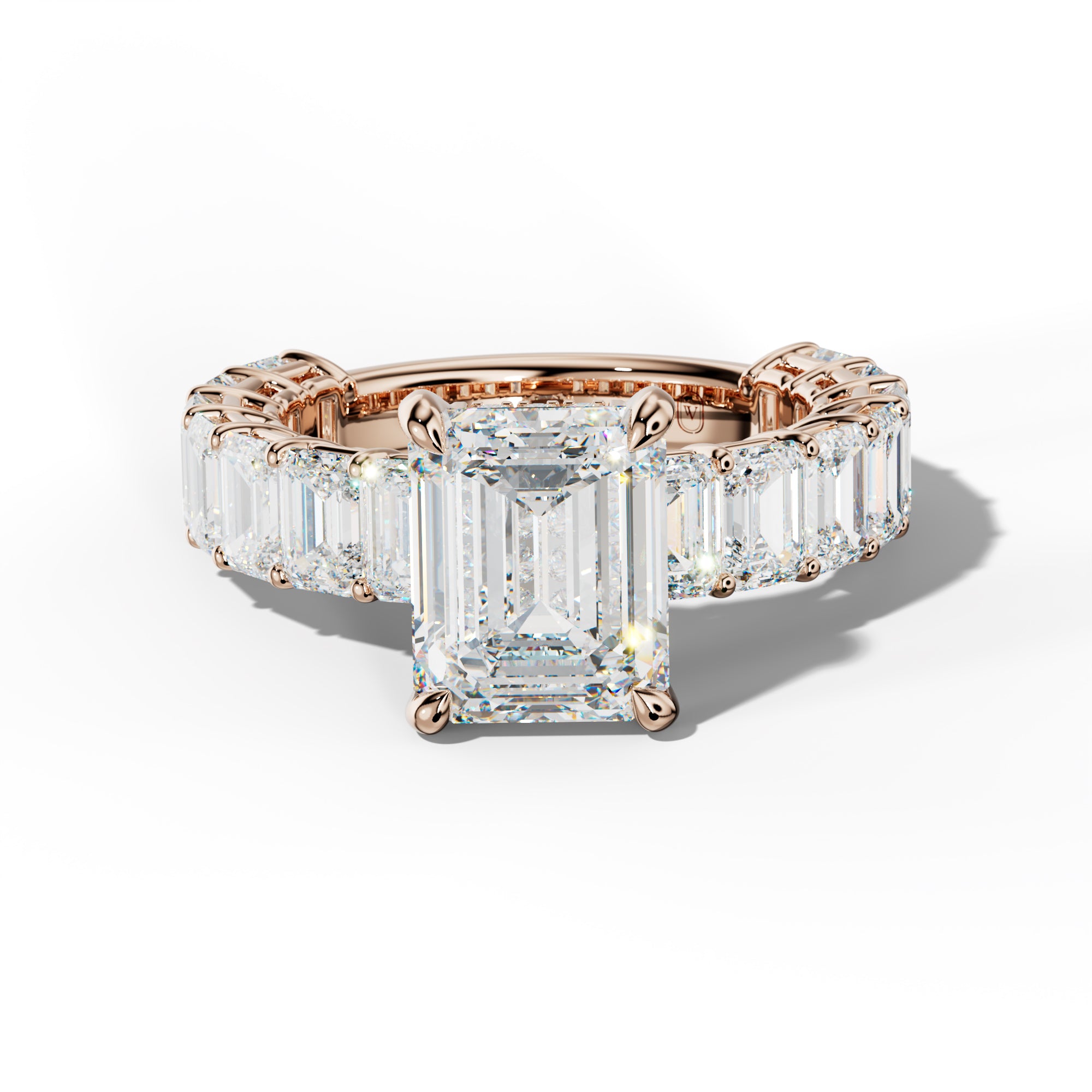 Mina Emerald Cut Engagement Ring With Emerald Cut Side Stones