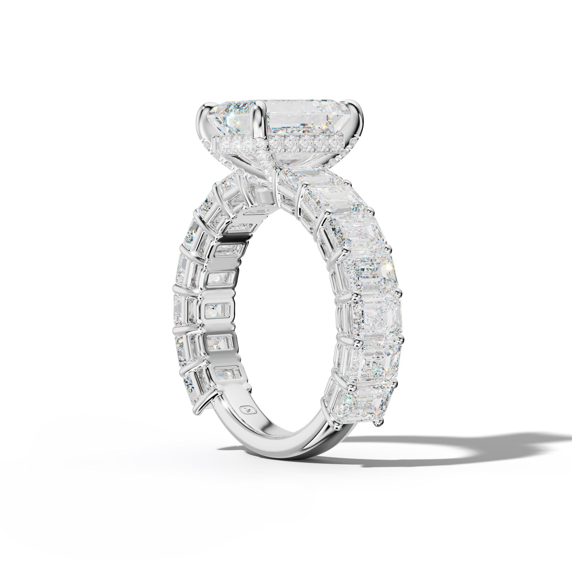 Mina Emerald Cut Engagement Ring With Emerald Cut Side Stones