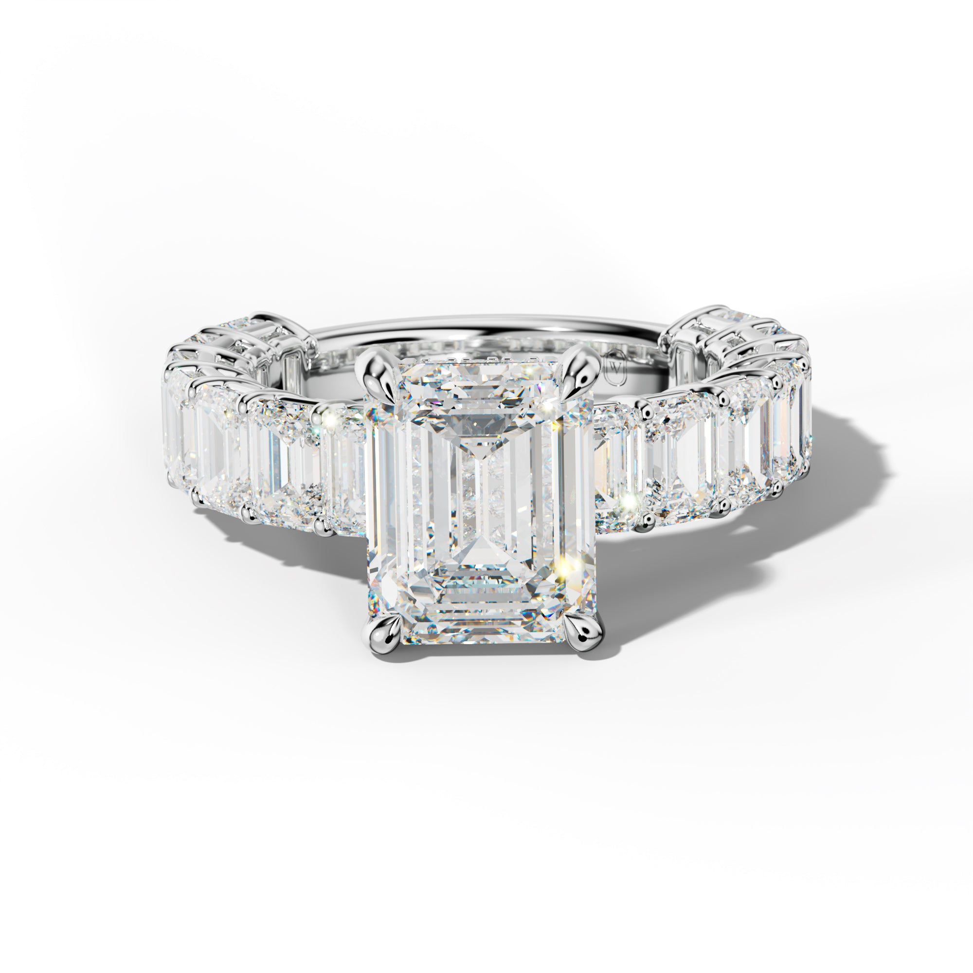 Mina Emerald Cut Engagement Ring With Emerald Cut Side Stones