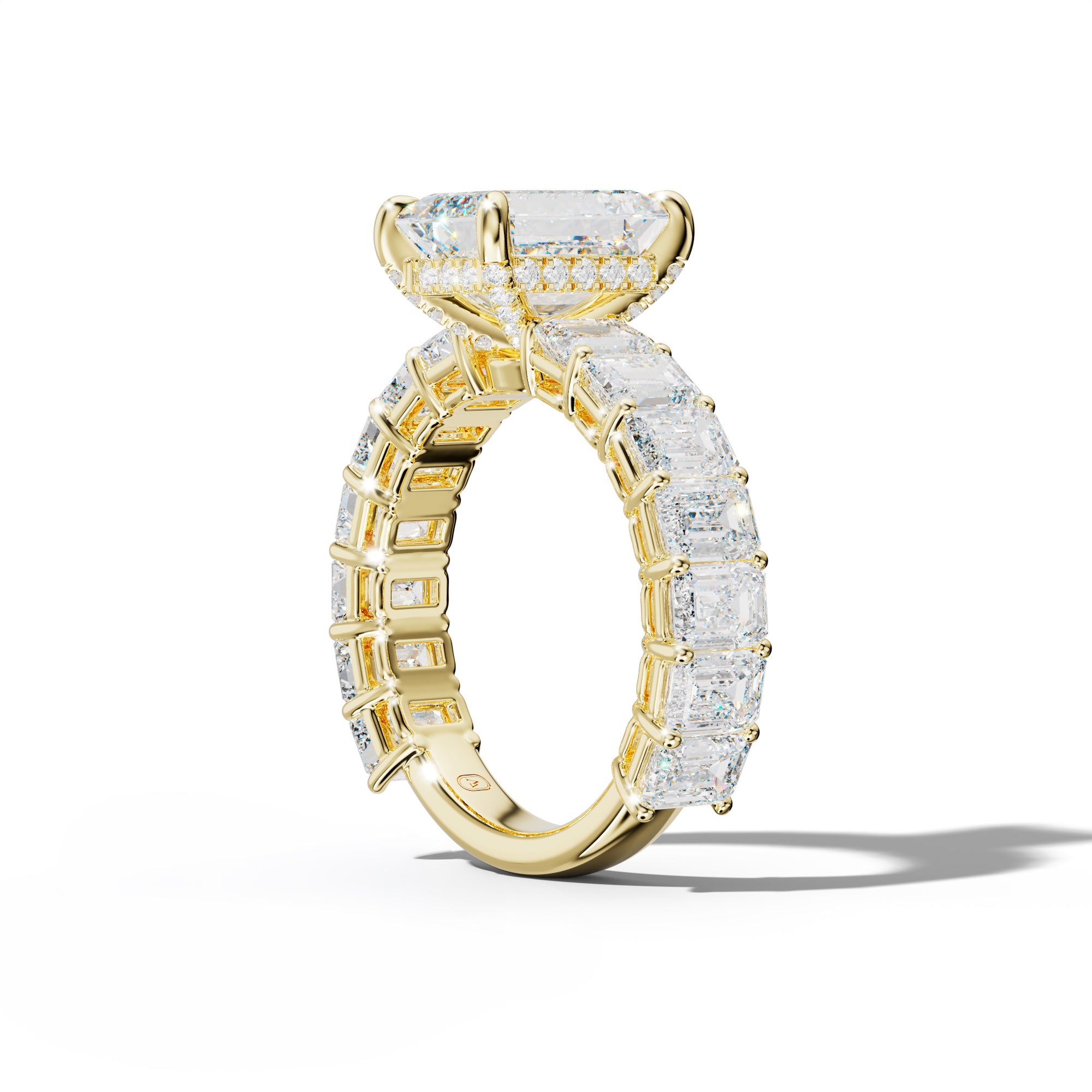 Mina Emerald Cut Engagement Ring With Emerald Cut Side Stones