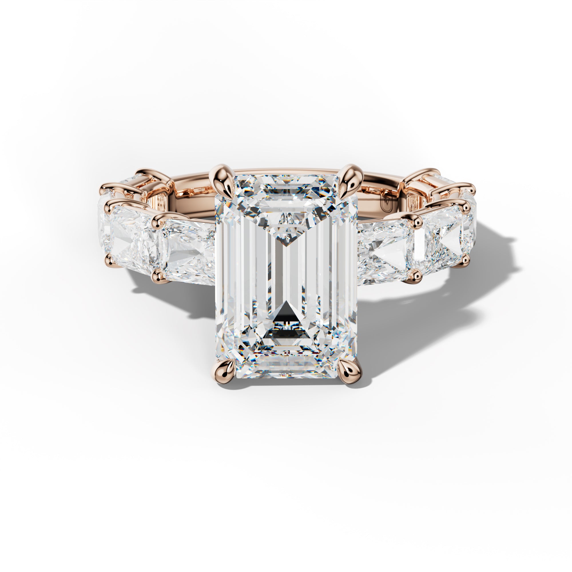 Raelynn Emerald Cut Engagement Ring With East West Radiant Side Stones