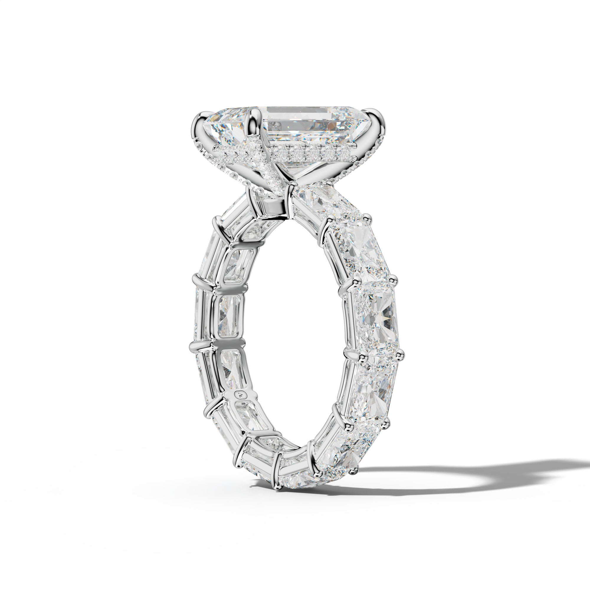 Mavis Emerald Cut Engagement Ring With East West Radiant Side Stones