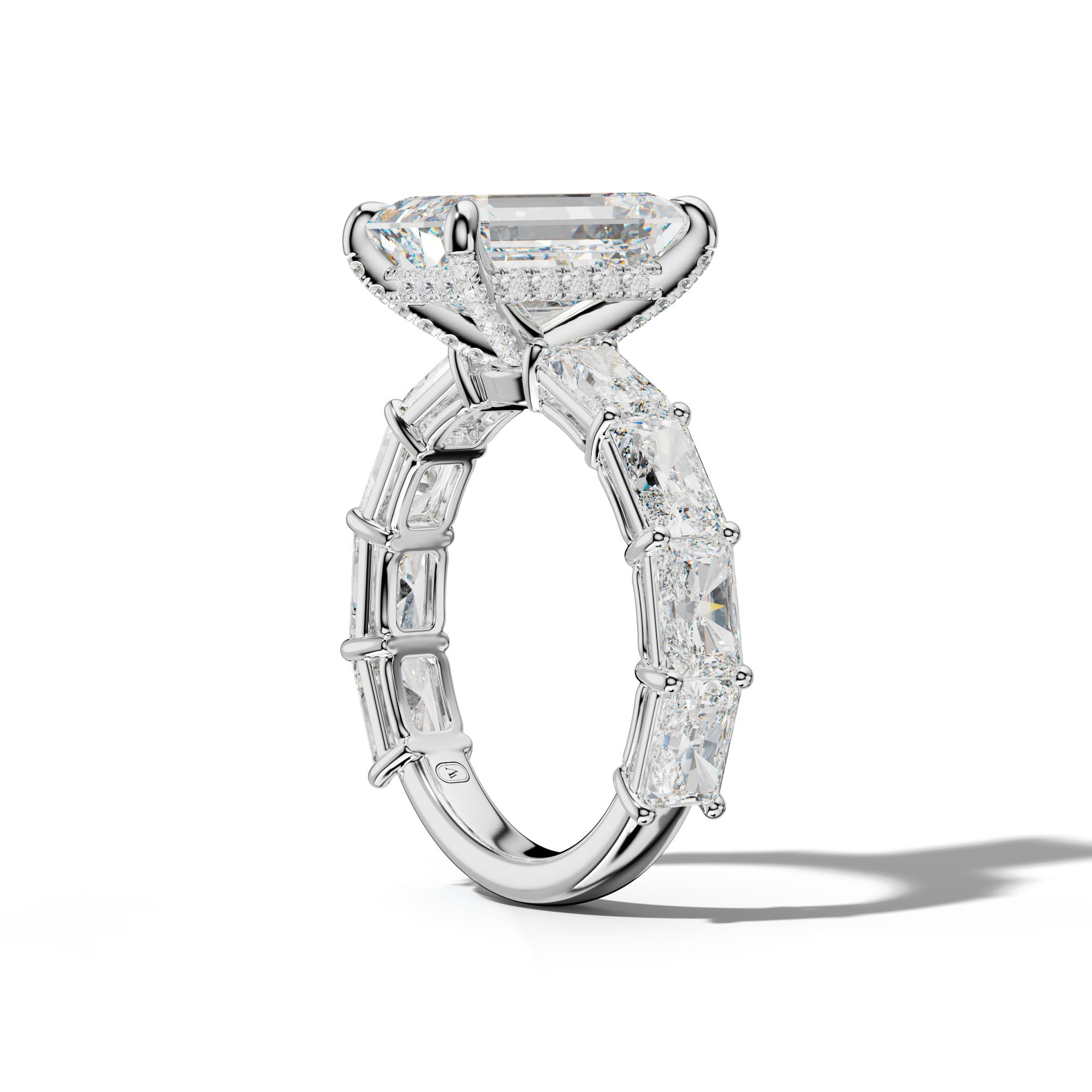 Raelynn Emerald Cut Engagement Ring With East West Radiant Side Stones