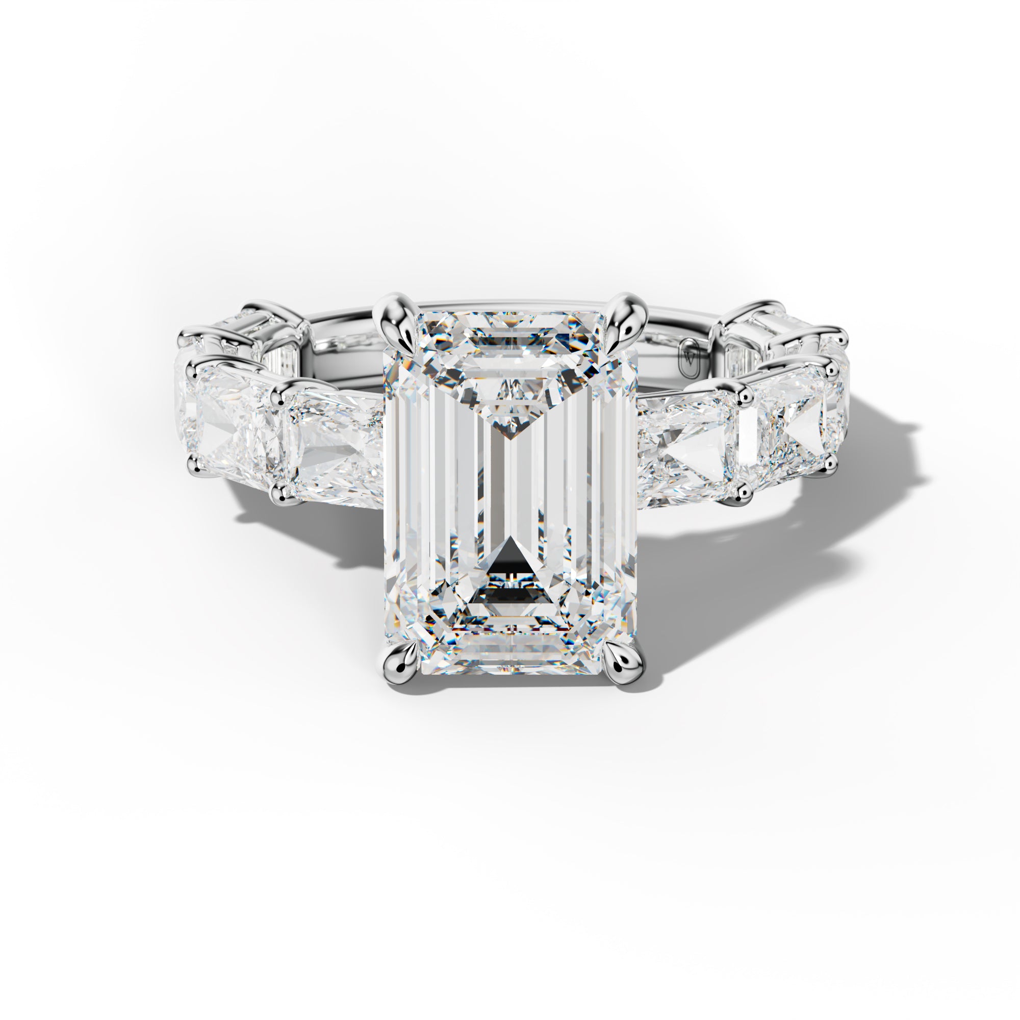 Raelynn Emerald Cut Engagement Ring With East West Radiant Side Stones