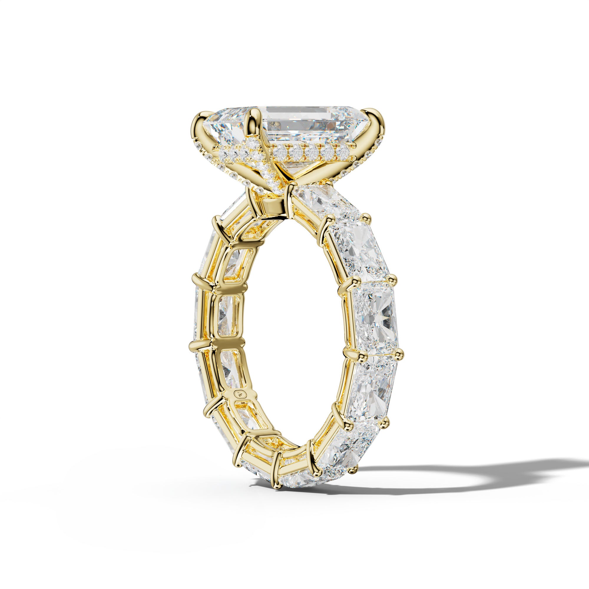 Mavis Emerald Cut Engagement Ring With East West Radiant Side Stones