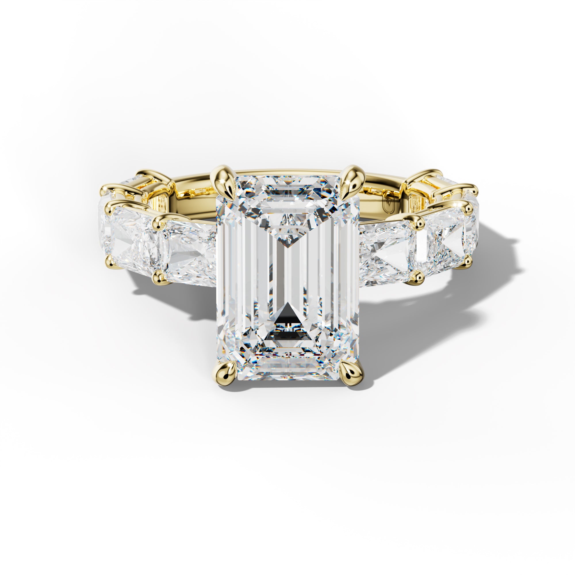 Raelynn Emerald Cut Engagement Ring With East West Radiant Side Stones