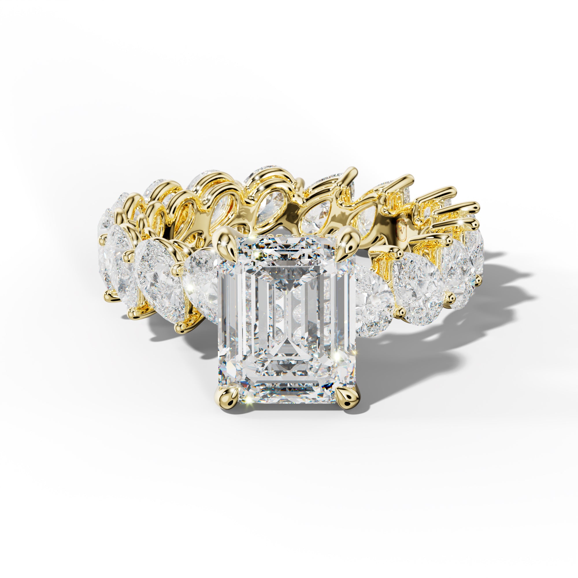 Quinn Emerald Cut Engagement Ring With Slanted Pear Side Stones