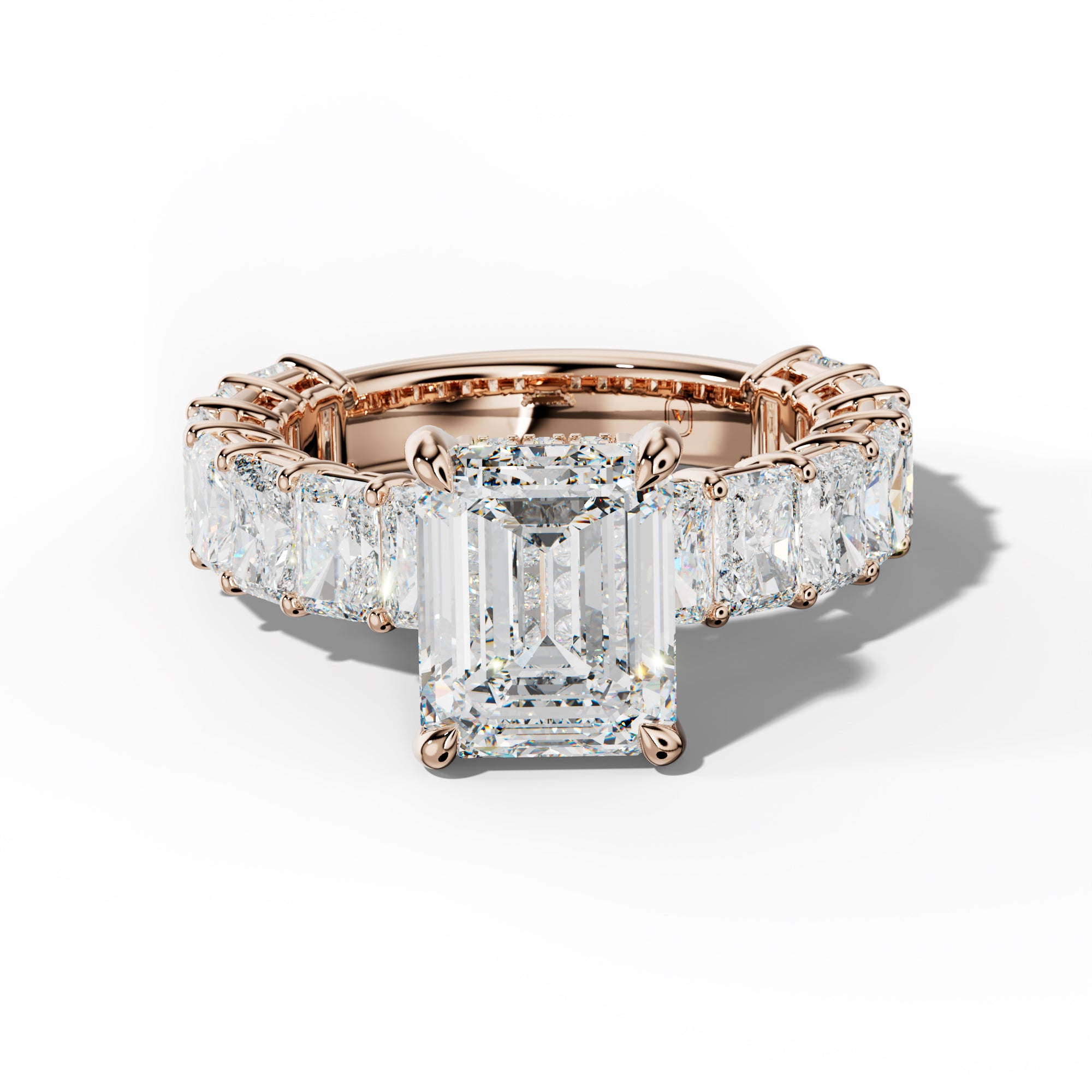 Naomi Emerald Cut Engagement Ring With Radiant Side Stones