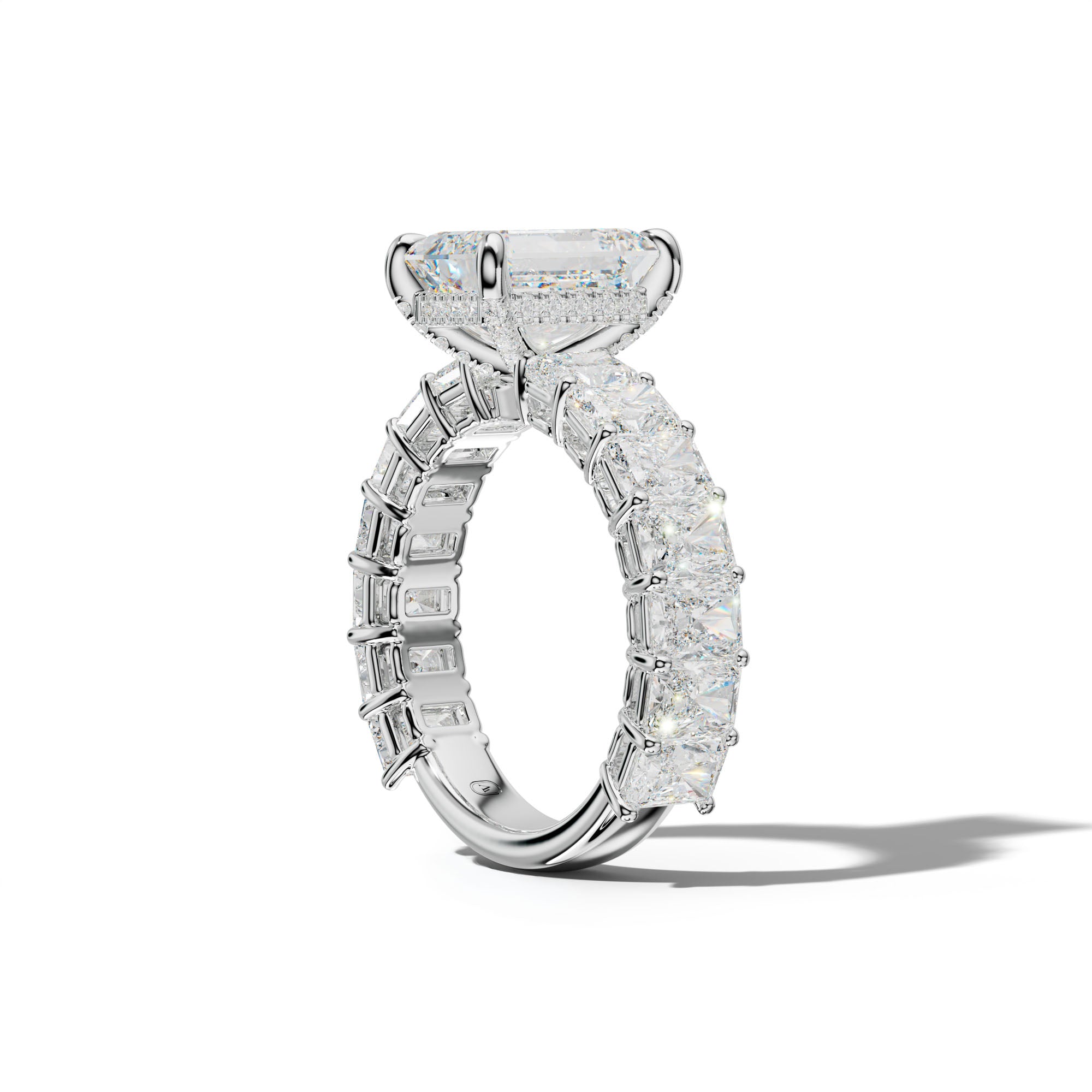 Naomi Emerald Cut Engagement Ring With Radiant Side Stones