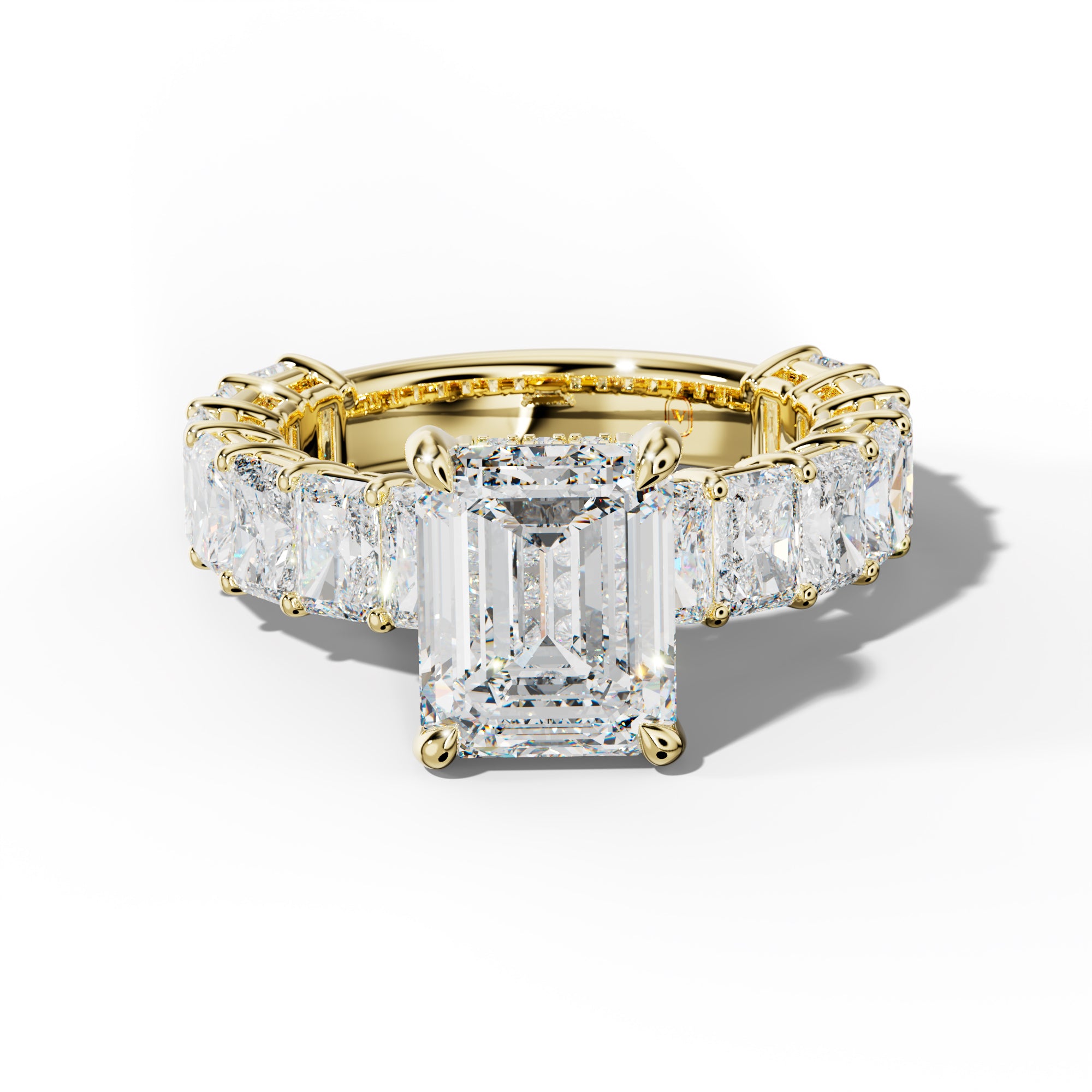 Naomi Emerald Cut Engagement Ring With Radiant Side Stones