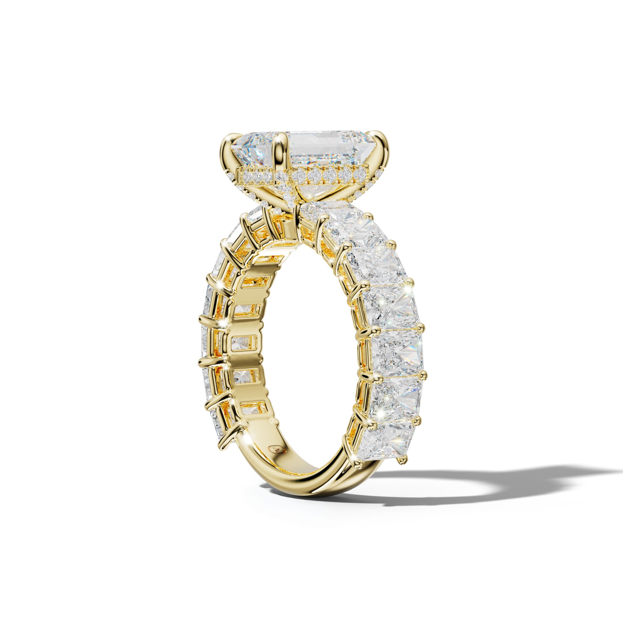 Naomi Emerald Cut Engagement Ring With Radiant Side Stones