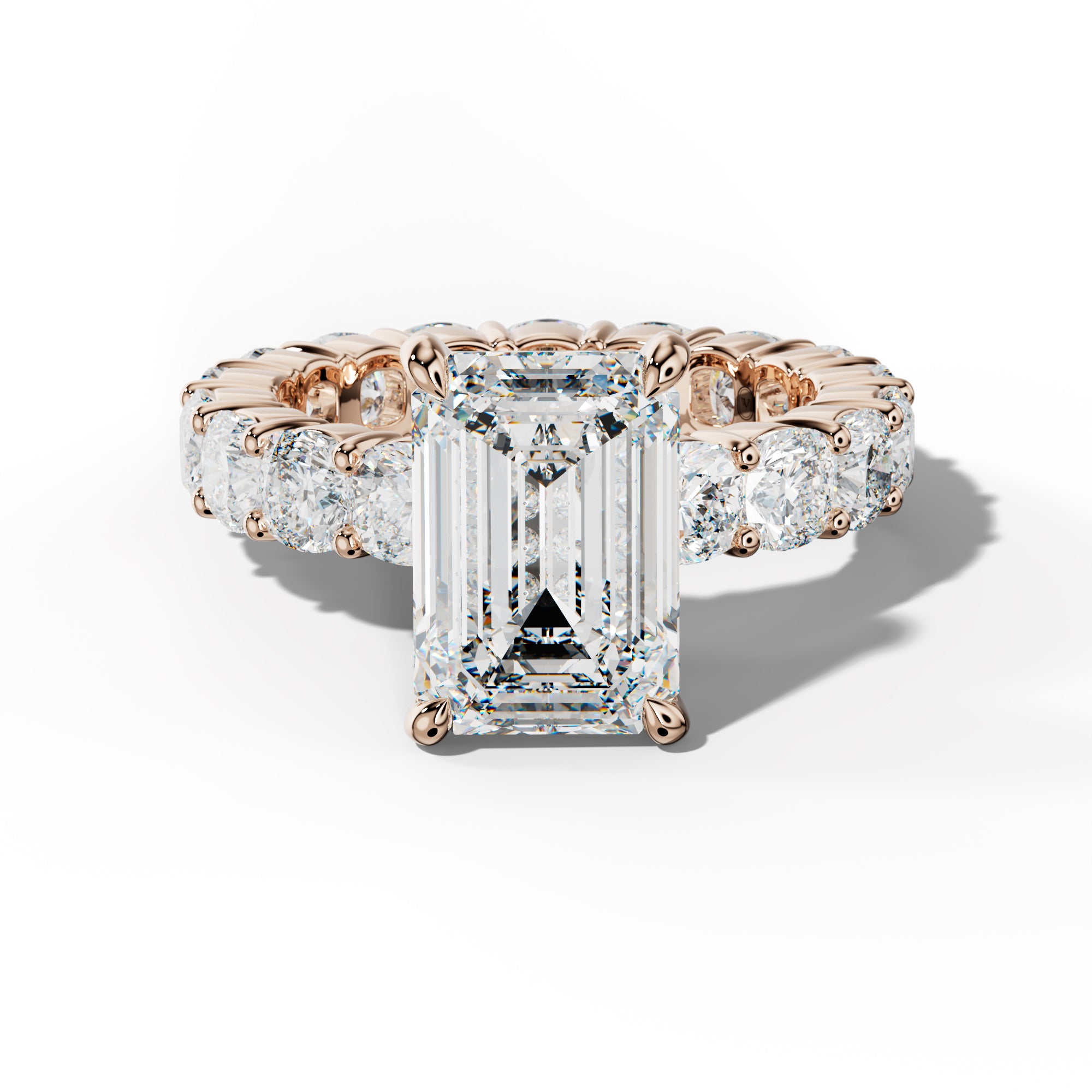 Teagan Emerald Cut Engagement Ring With Cushion Side Stones