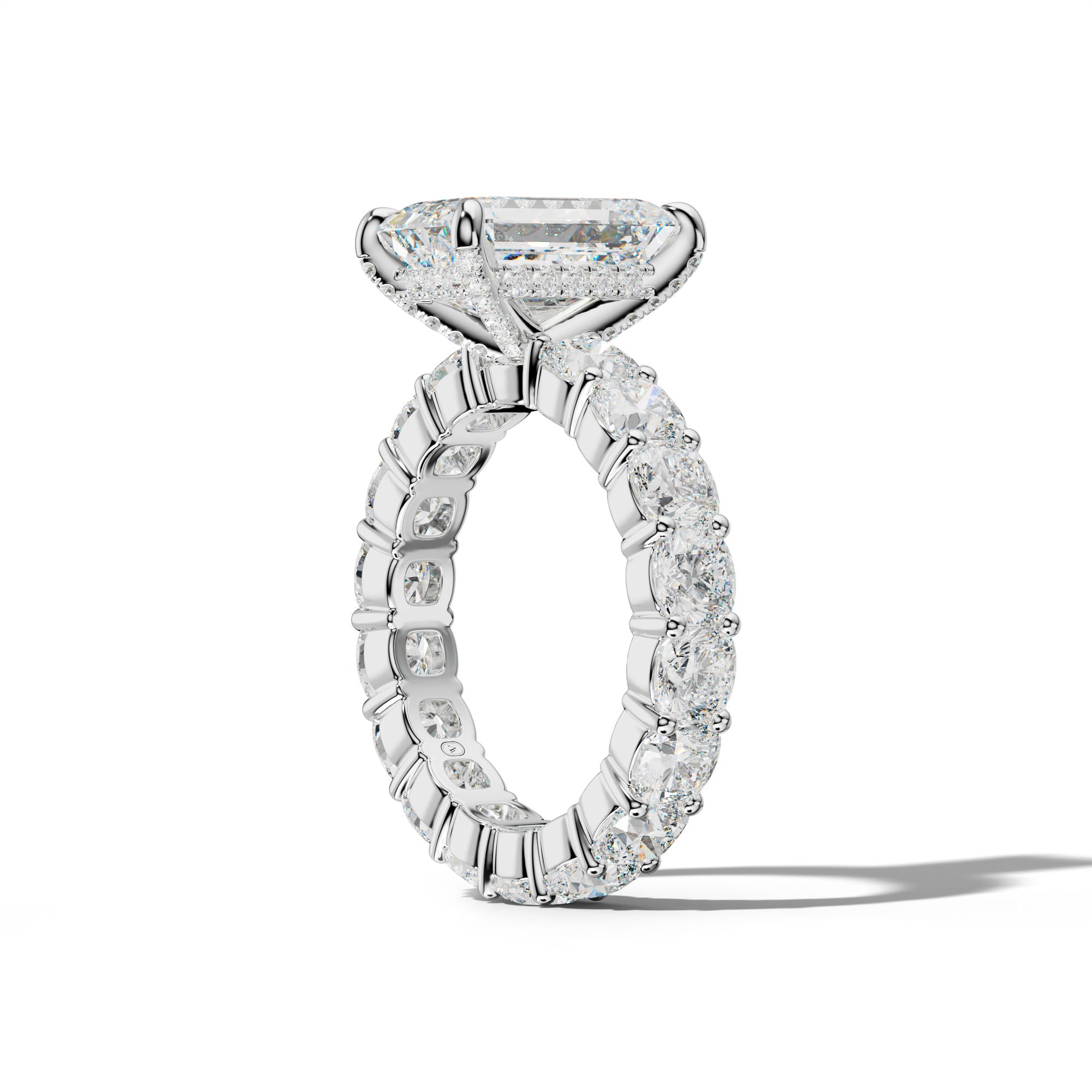 Teagan Emerald Cut Engagement Ring With Cushion Side Stones