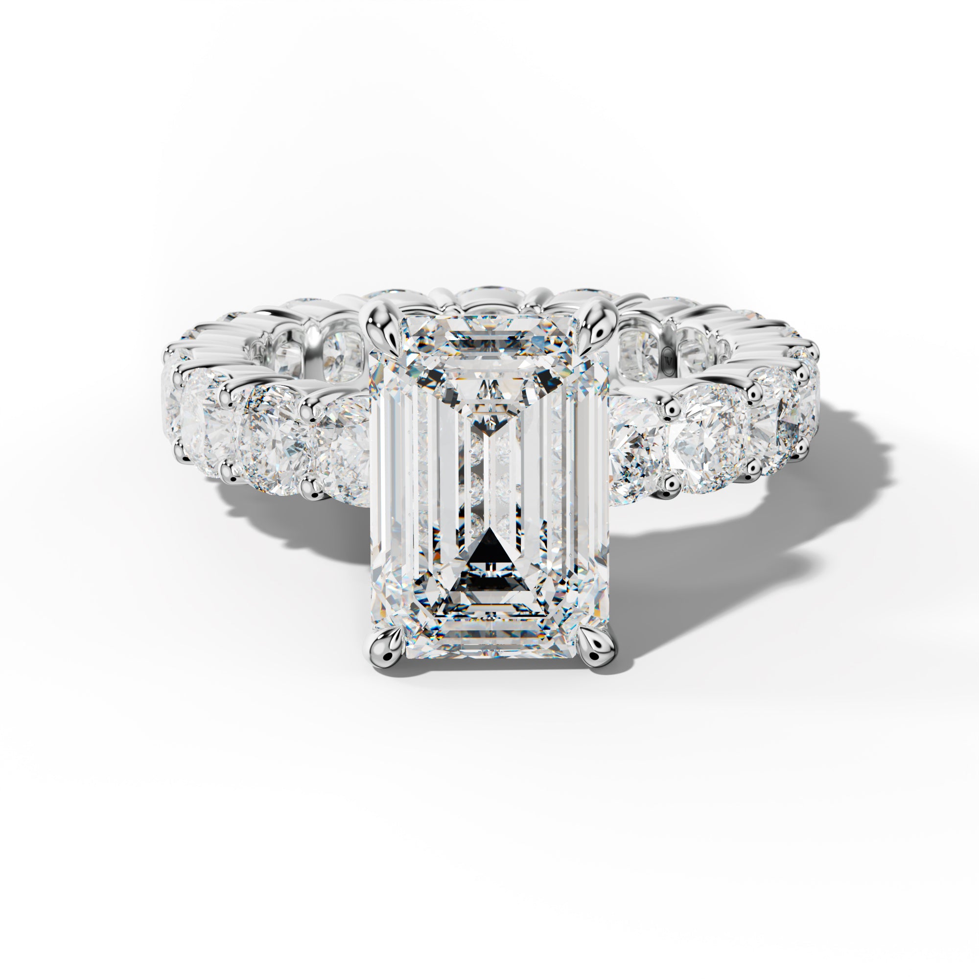 Teagan Emerald Cut Engagement Ring With Cushion Side Stones