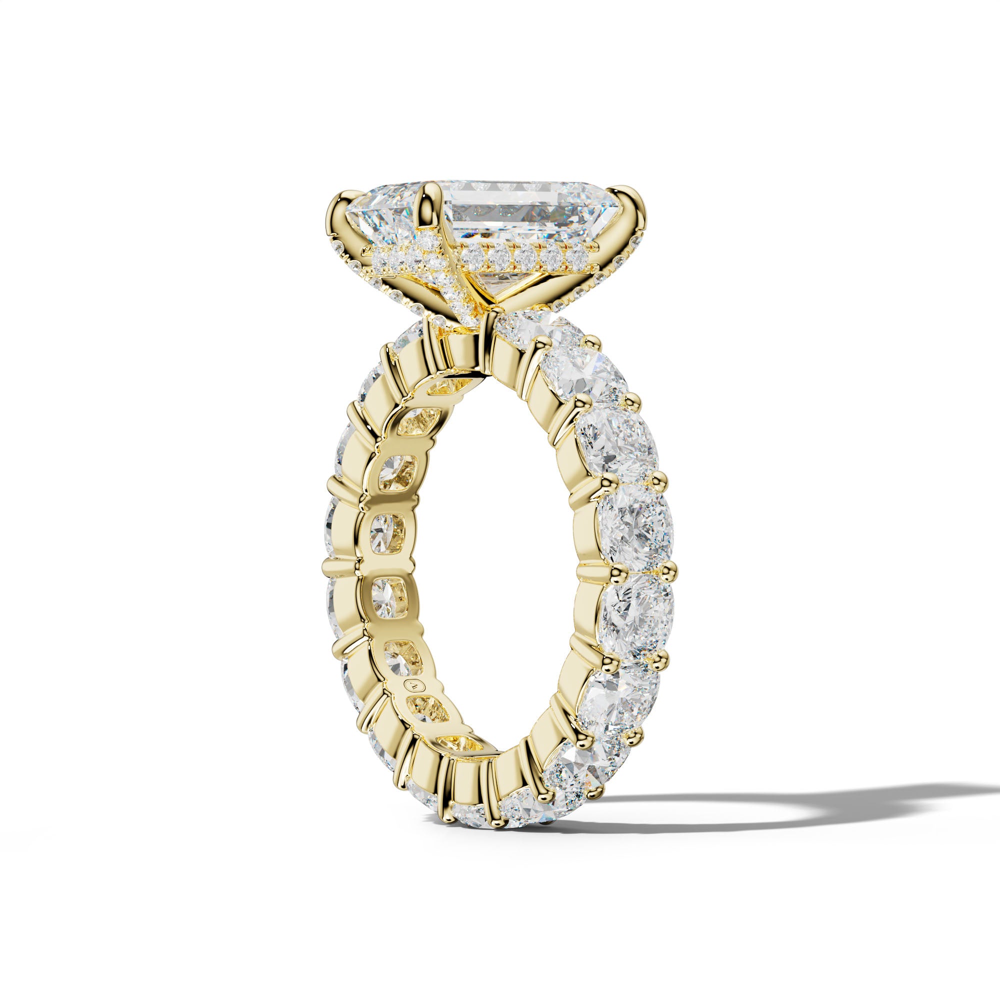 Teagan Emerald Cut Engagement Ring With Cushion Side Stones