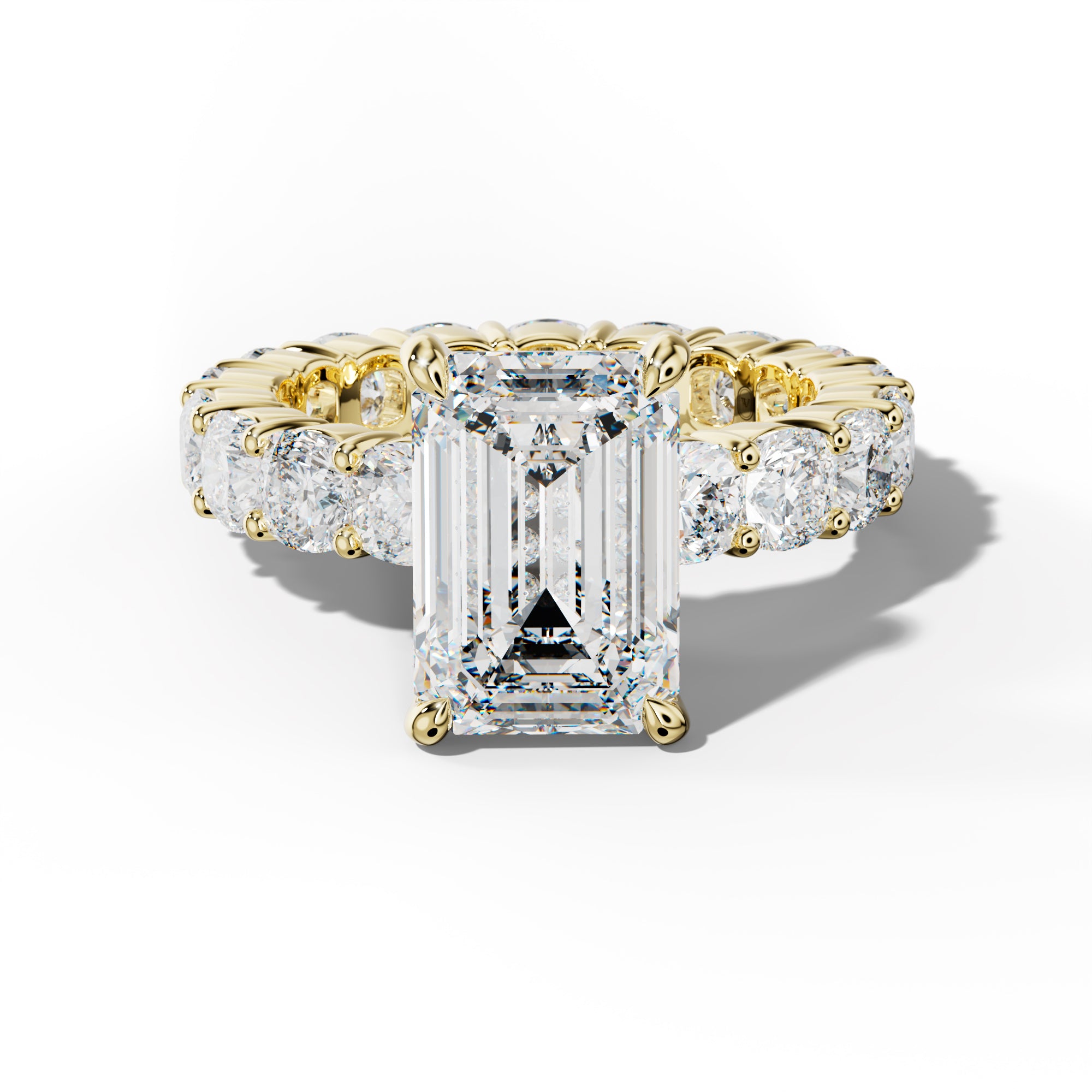 Teagan Emerald Cut Engagement Ring With Cushion Side Stones