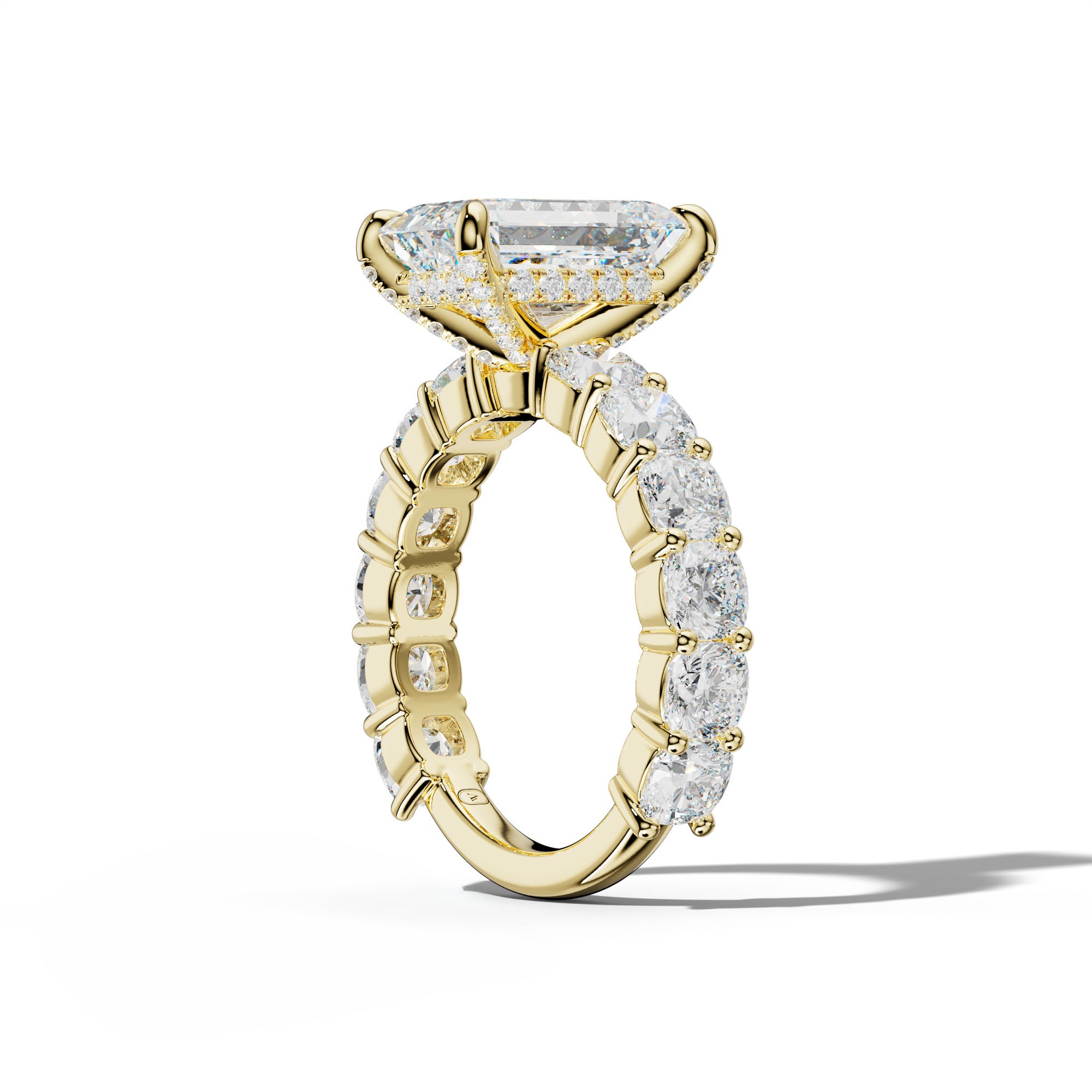 Scottie Emerald Cut Engagement Ring With Cushion Side Stones