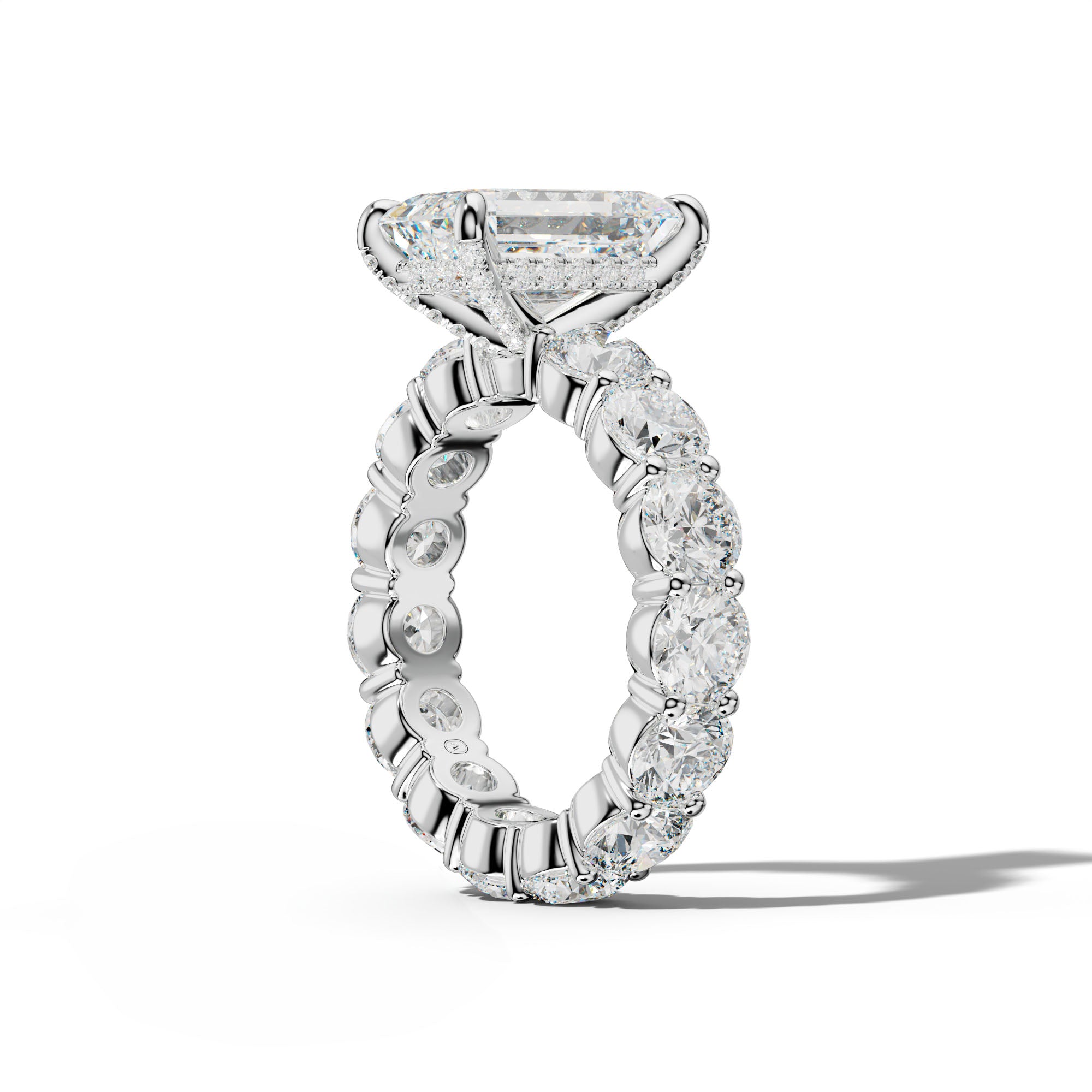 Fernanda Emerald Cut Engagement Ring With Round Side Stones