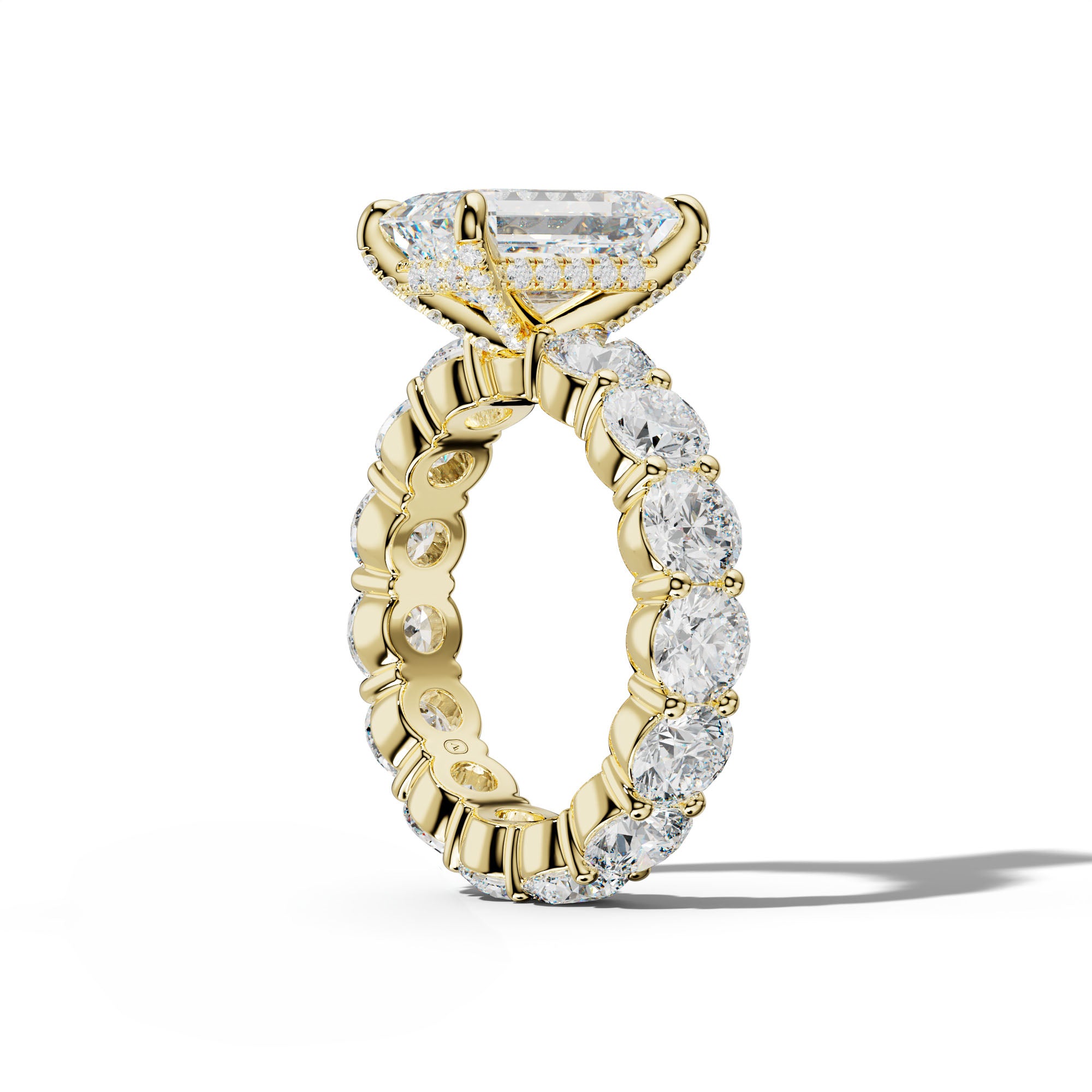 Fernanda Emerald Cut Engagement Ring With Round Side Stones