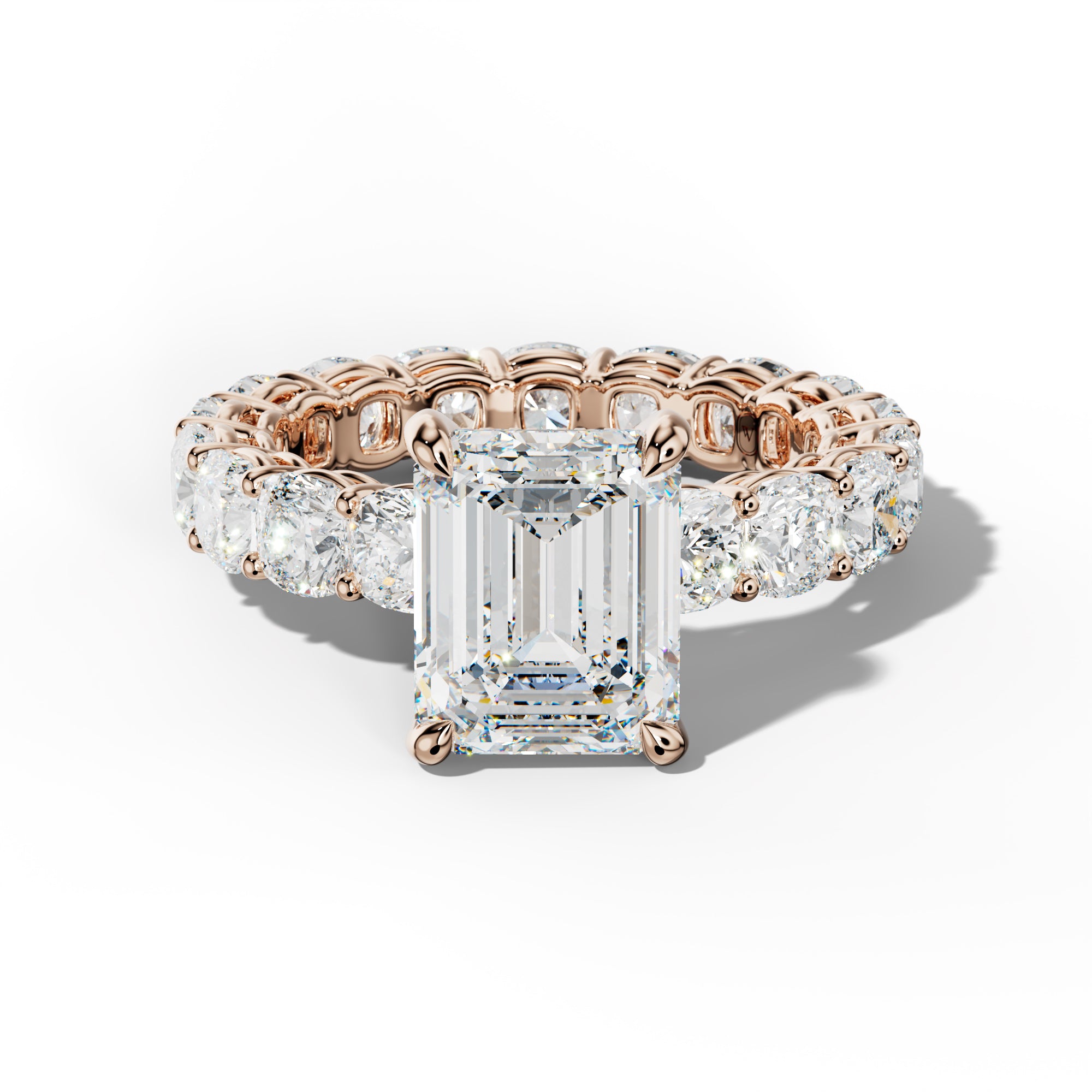Celine Emerald Cut Engagement Ring With Cushion Side Stones