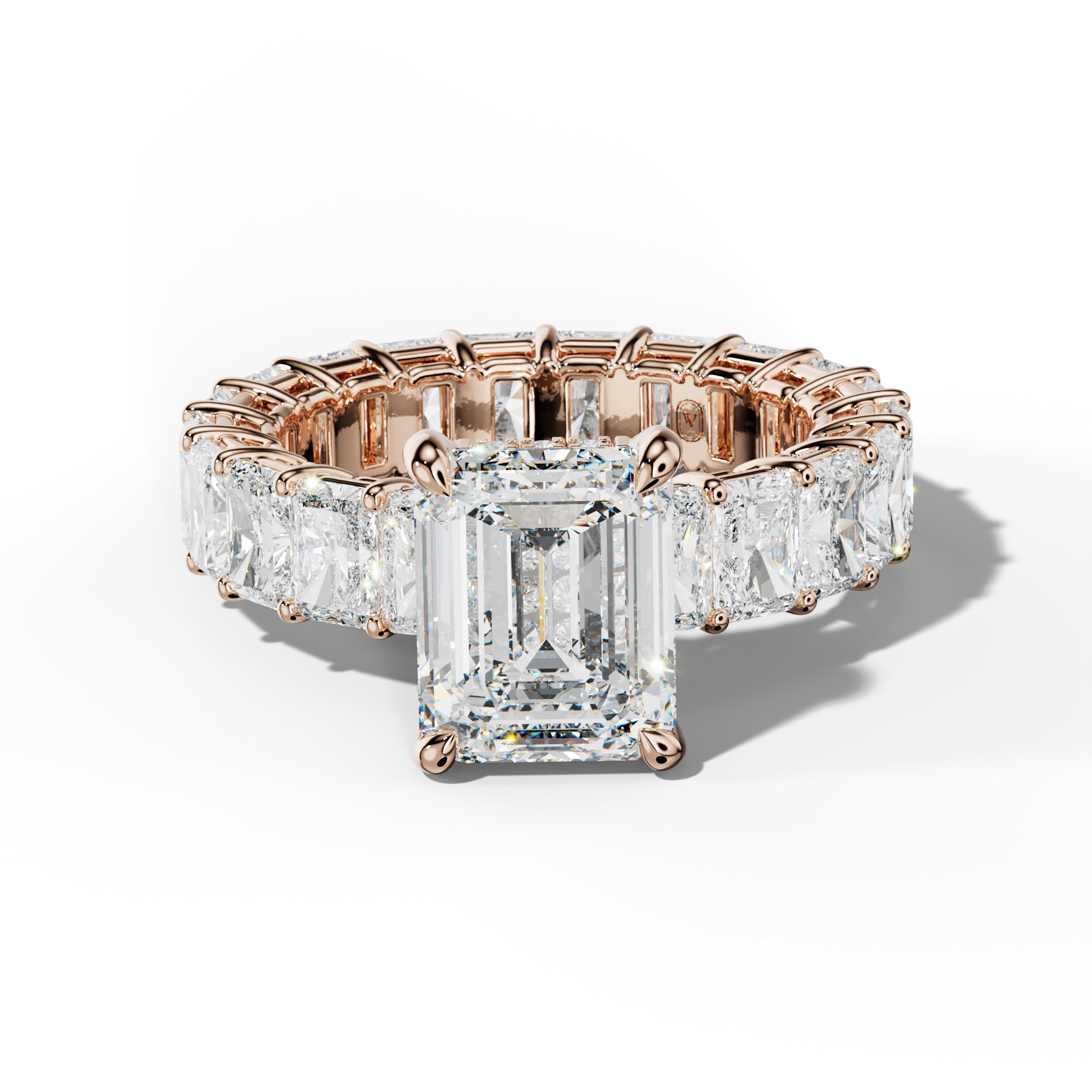 Soraya Emerald Cut Engagement Ring With Radiant Side Stones