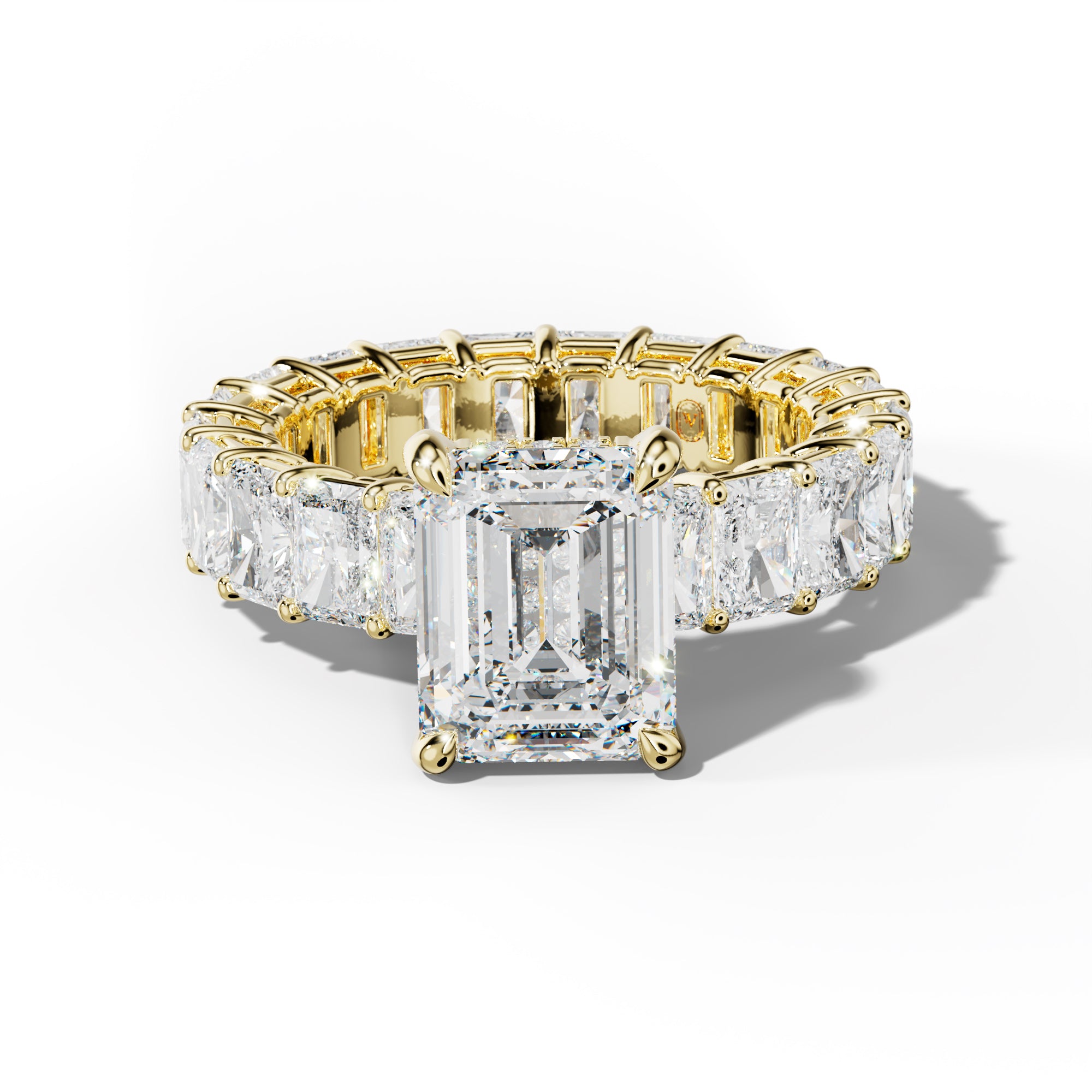 Soraya Emerald Cut Engagement Ring With Radiant Side Stones