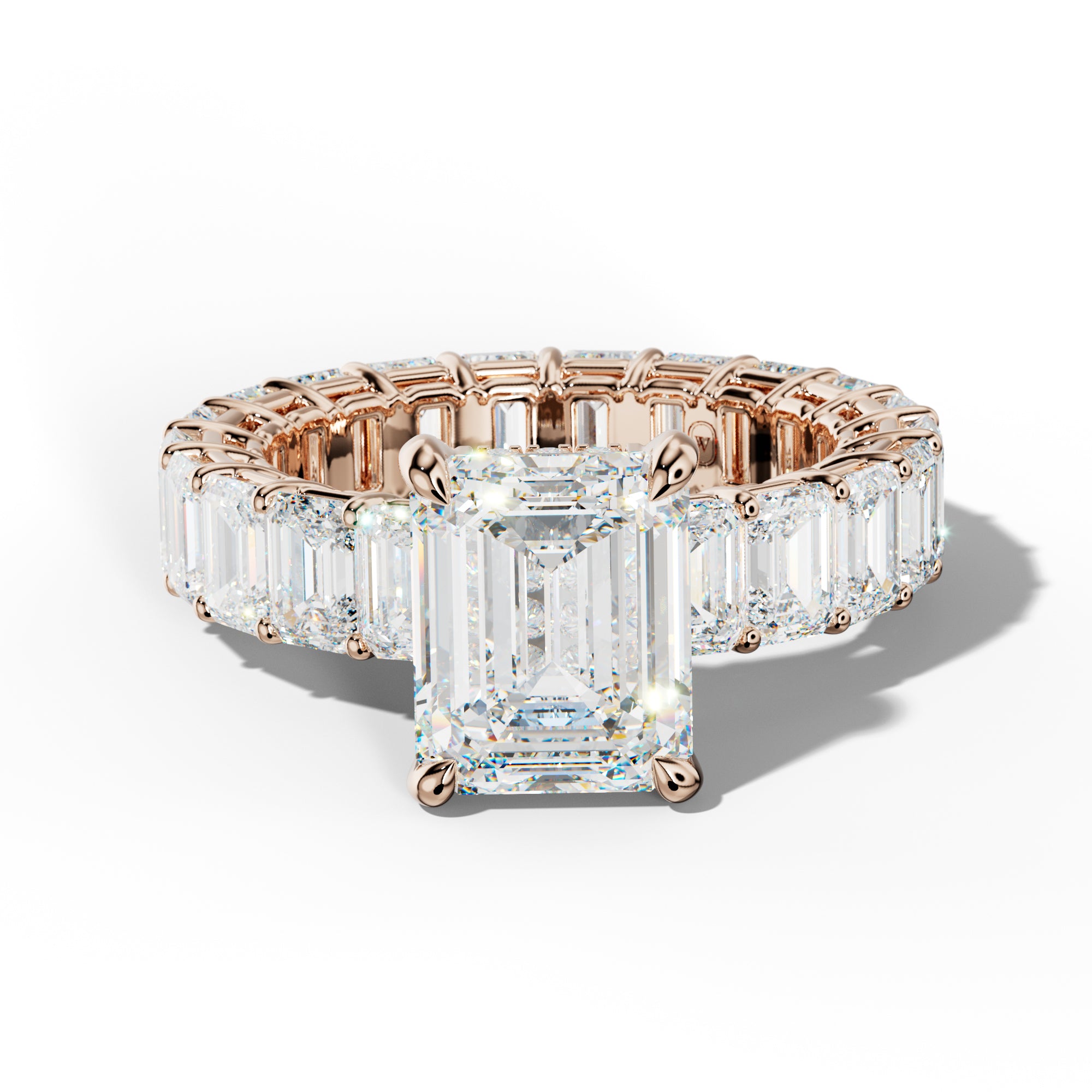 Jazmine Emerald Cut Engagement Ring With Emerald Cut Side Stones