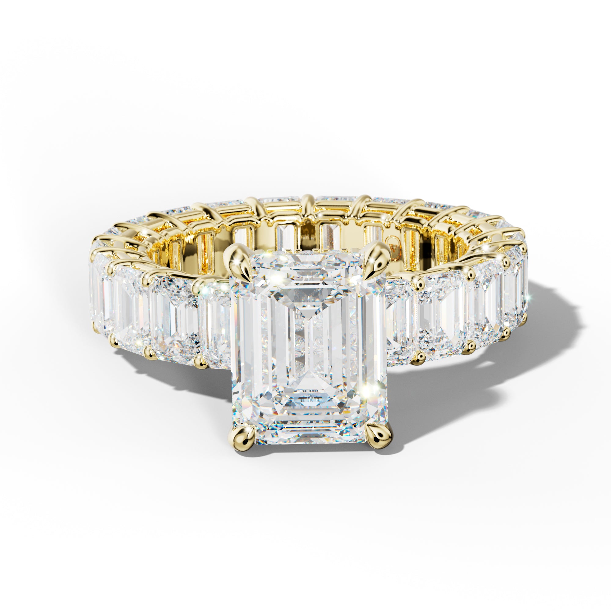 Jazmine Emerald Cut Engagement Ring With Emerald Cut Side Stones