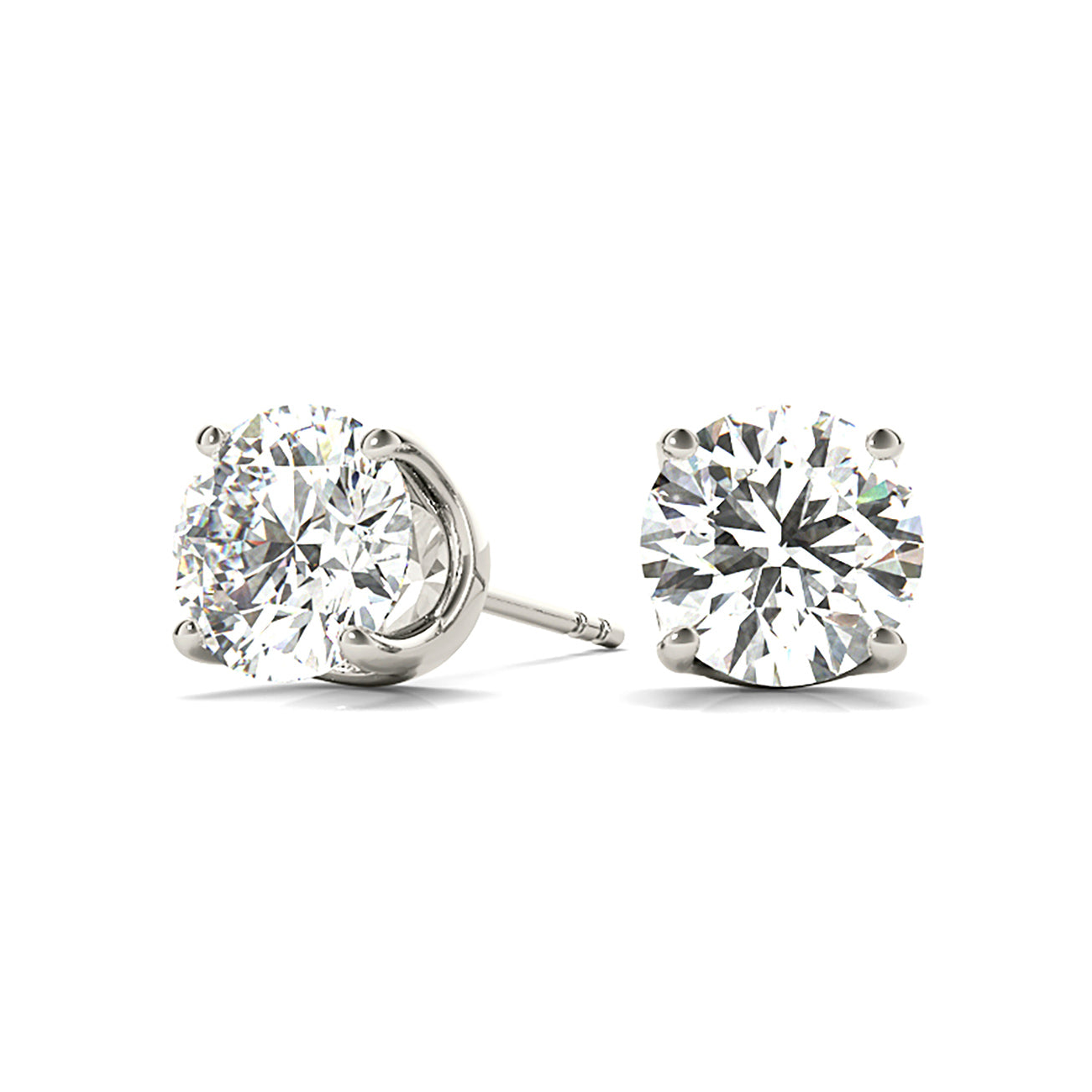 U Setting Four Prong Diamond Stud Earrings