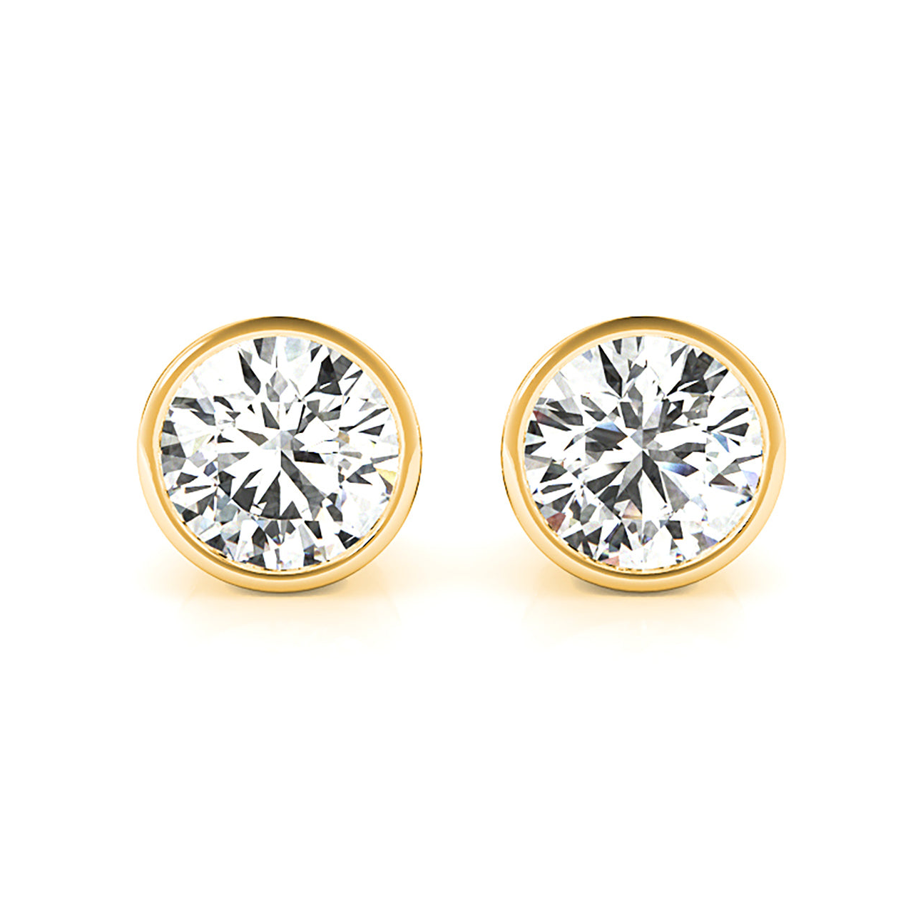 Bezel Set Round Diamond Stud Earrings