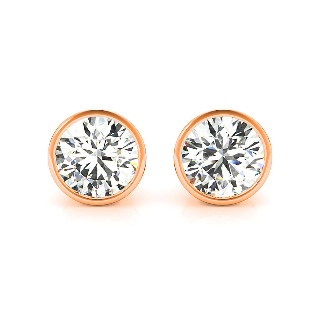 Bezel Set Round Diamond Stud Earrings