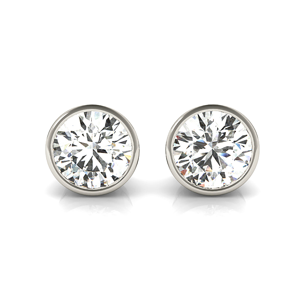 Bezel Set Round Diamond Stud Earrings