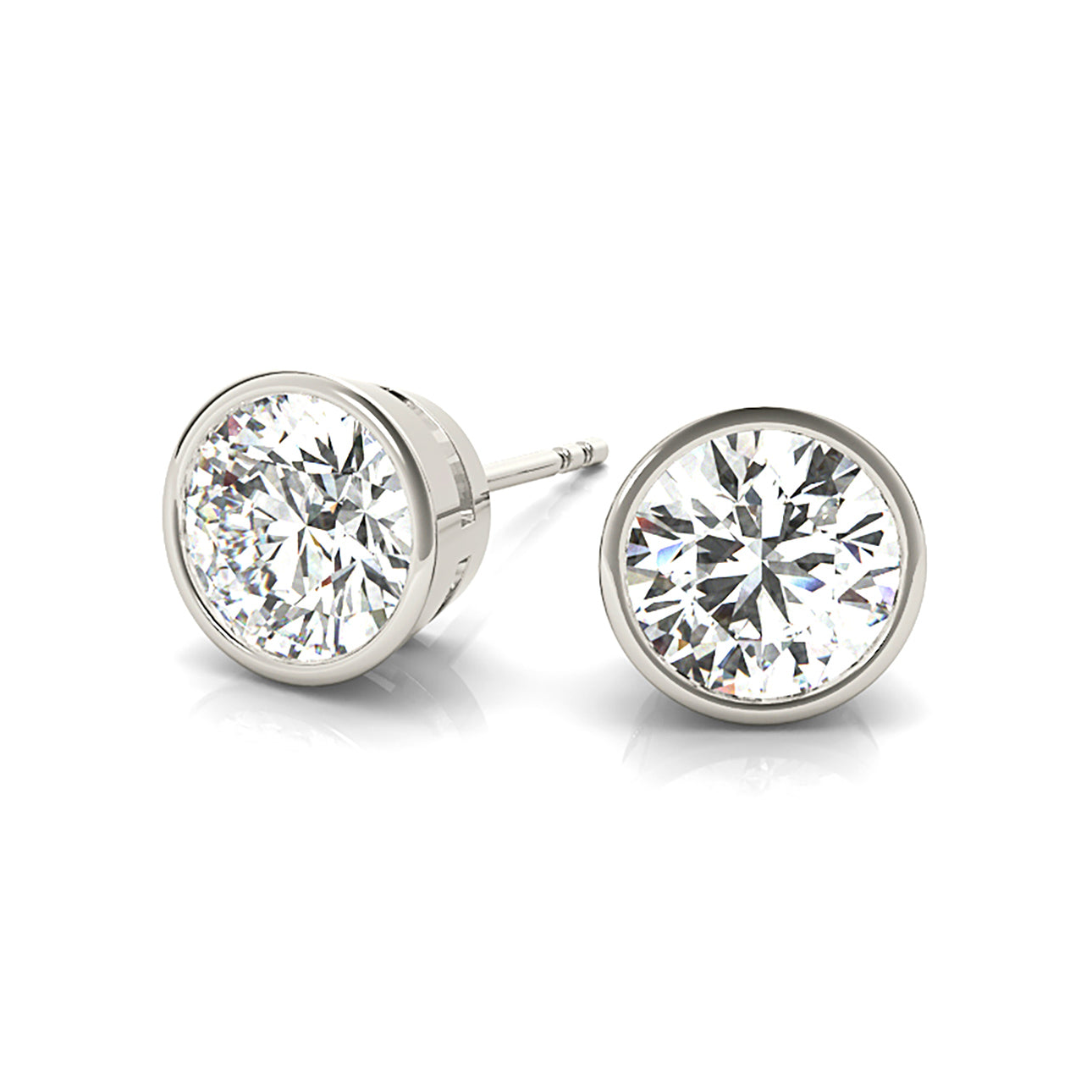 Bezel Set Round Diamond Stud Earrings