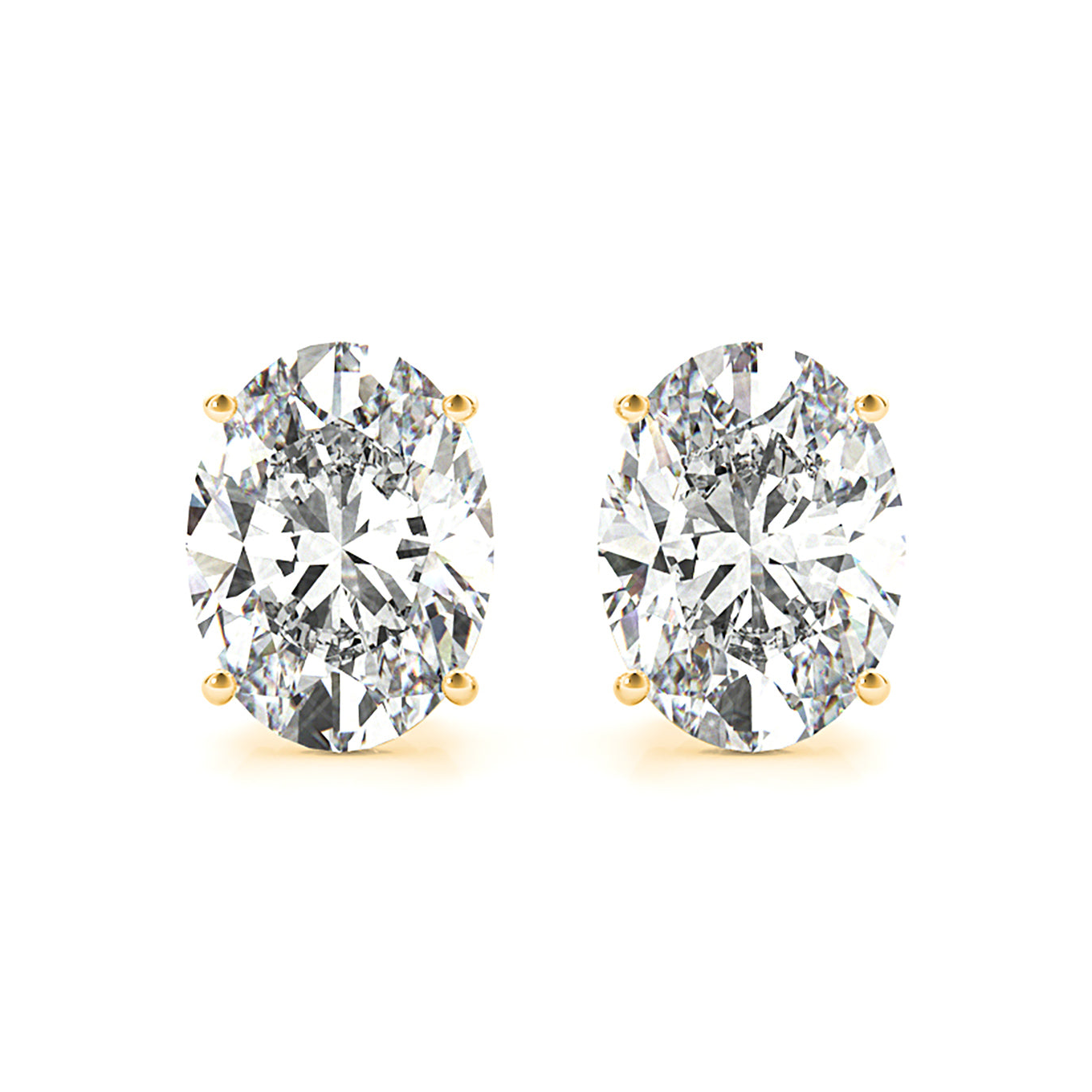 Four Prong Oval Diamond Stud Earrings