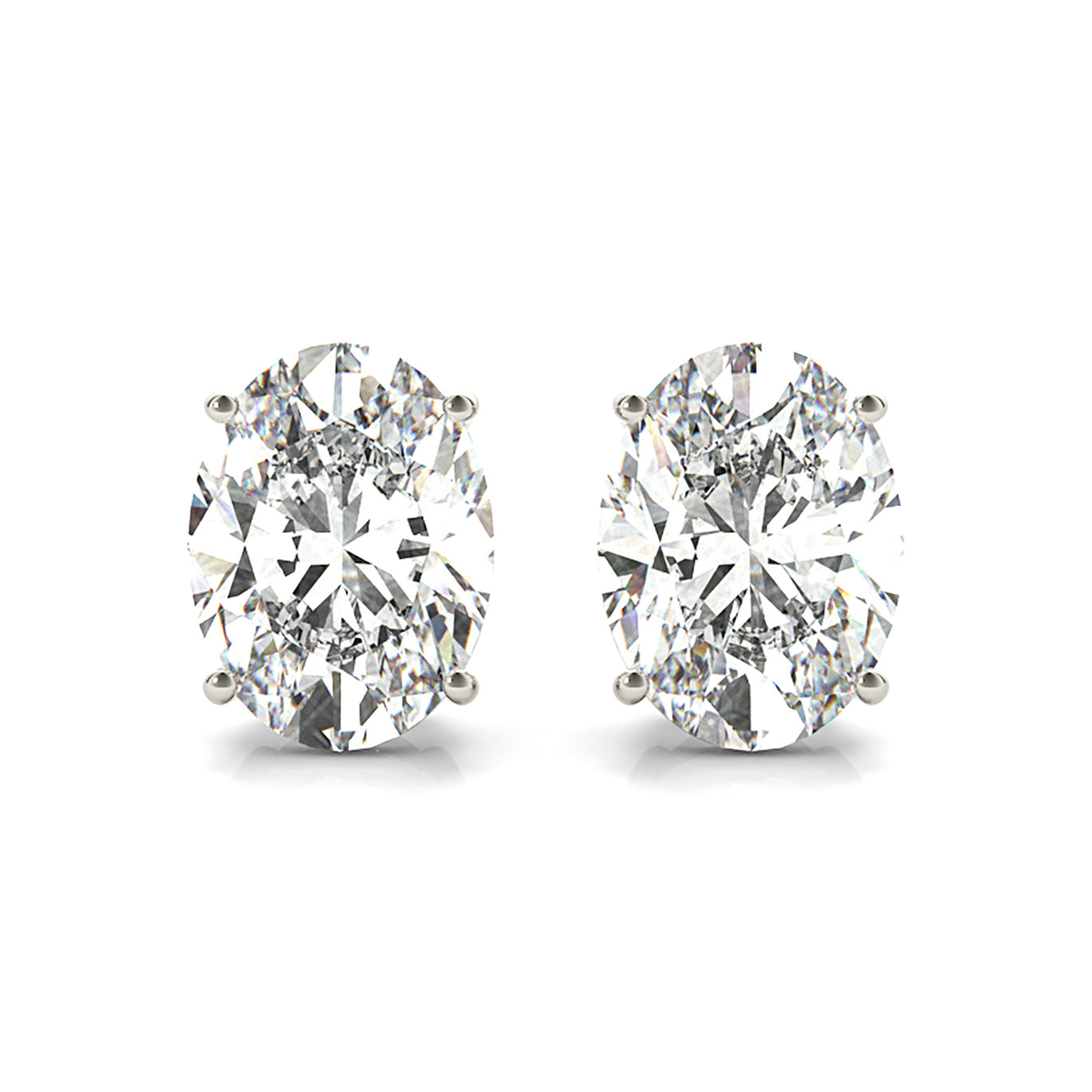 Four Prong Oval Diamond Stud Earrings