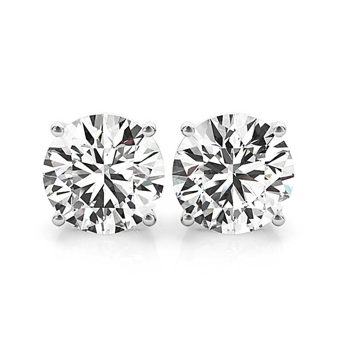 Classic Four Prong Diamond Stud Earrings-VIRABYANI