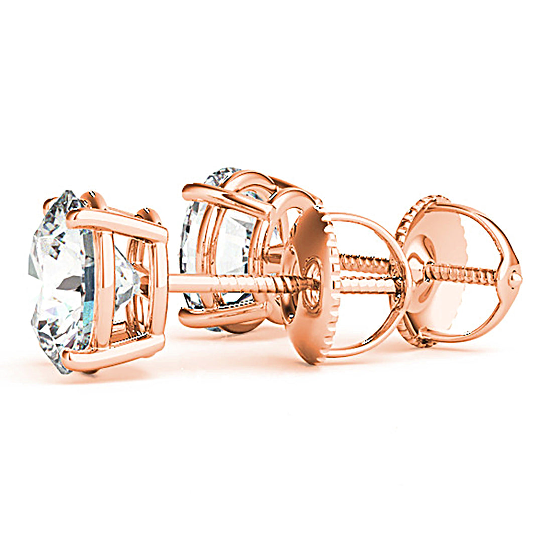 Classic Four Prong Diamond Stud Earrings-VIRABYANI