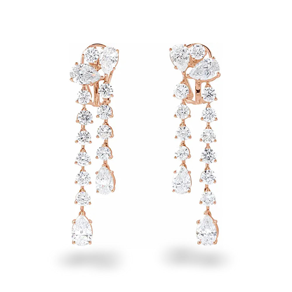 10.0 ct. Round and Pear Shape Diamond Dangle Earrings-VIRABYANI