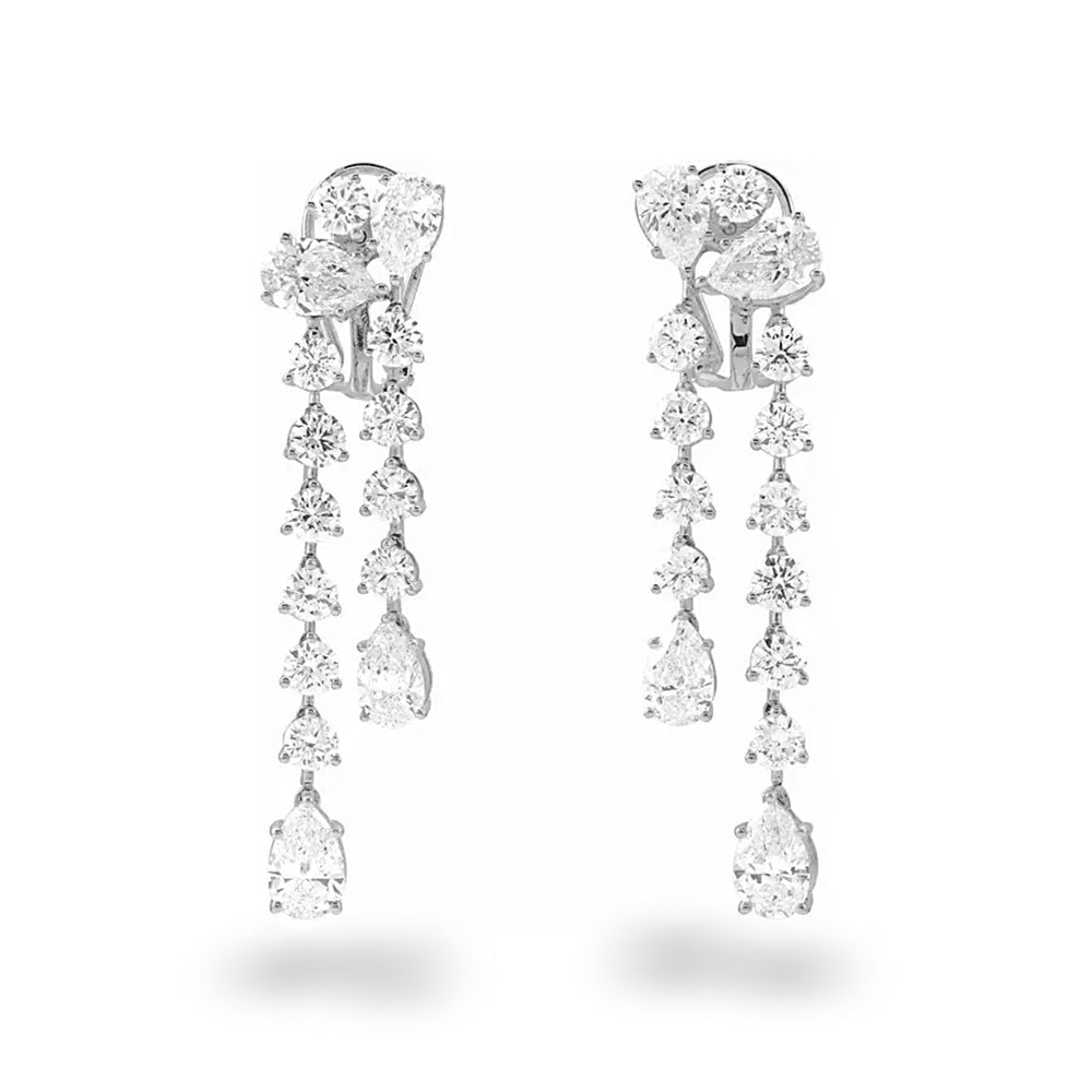 10.0 ct. Round and Pear Shape Diamond Dangle Earrings-VIRABYANI