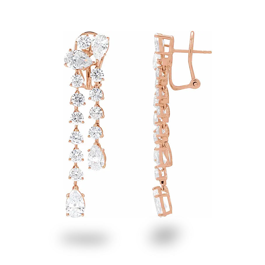 10.0 ct. Round and Pear Shape Diamond Dangle Earrings-VIRABYANI