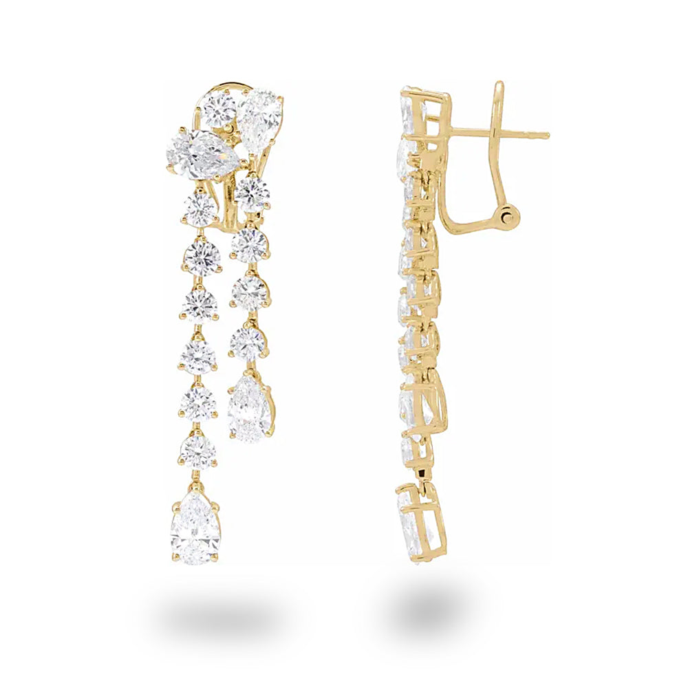 10.0 ct. Round and Pear Shape Diamond Dangle Earrings-VIRABYANI