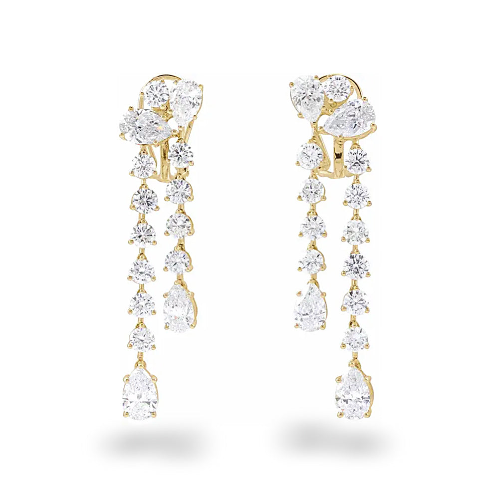 10.0 ct. Round and Pear Shape Diamond Dangle Earrings-VIRABYANI