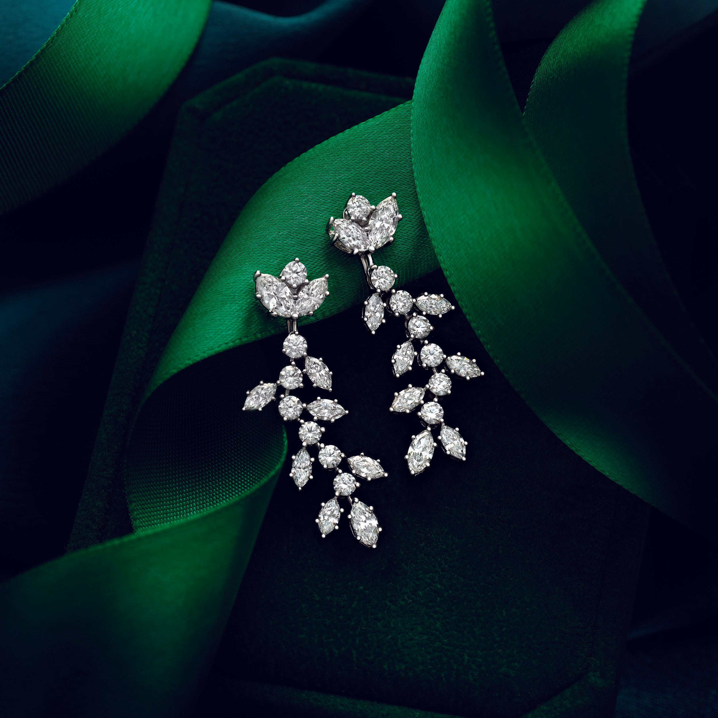 4.25 ct. Marquise Diamond Drop Earrings Flower Design