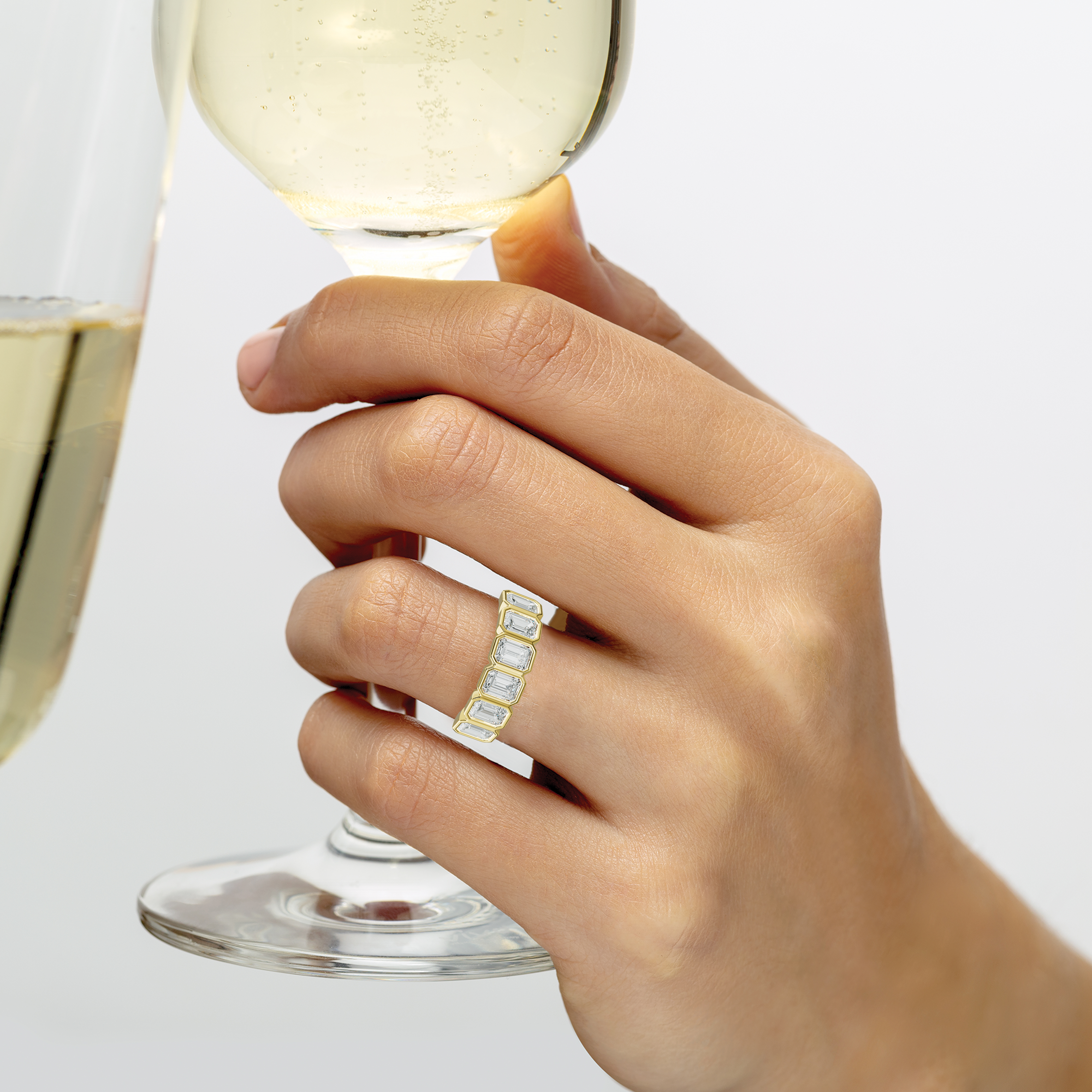 2.0 Carat Bezel Set Emerald Cut Diamond Anniversary Band