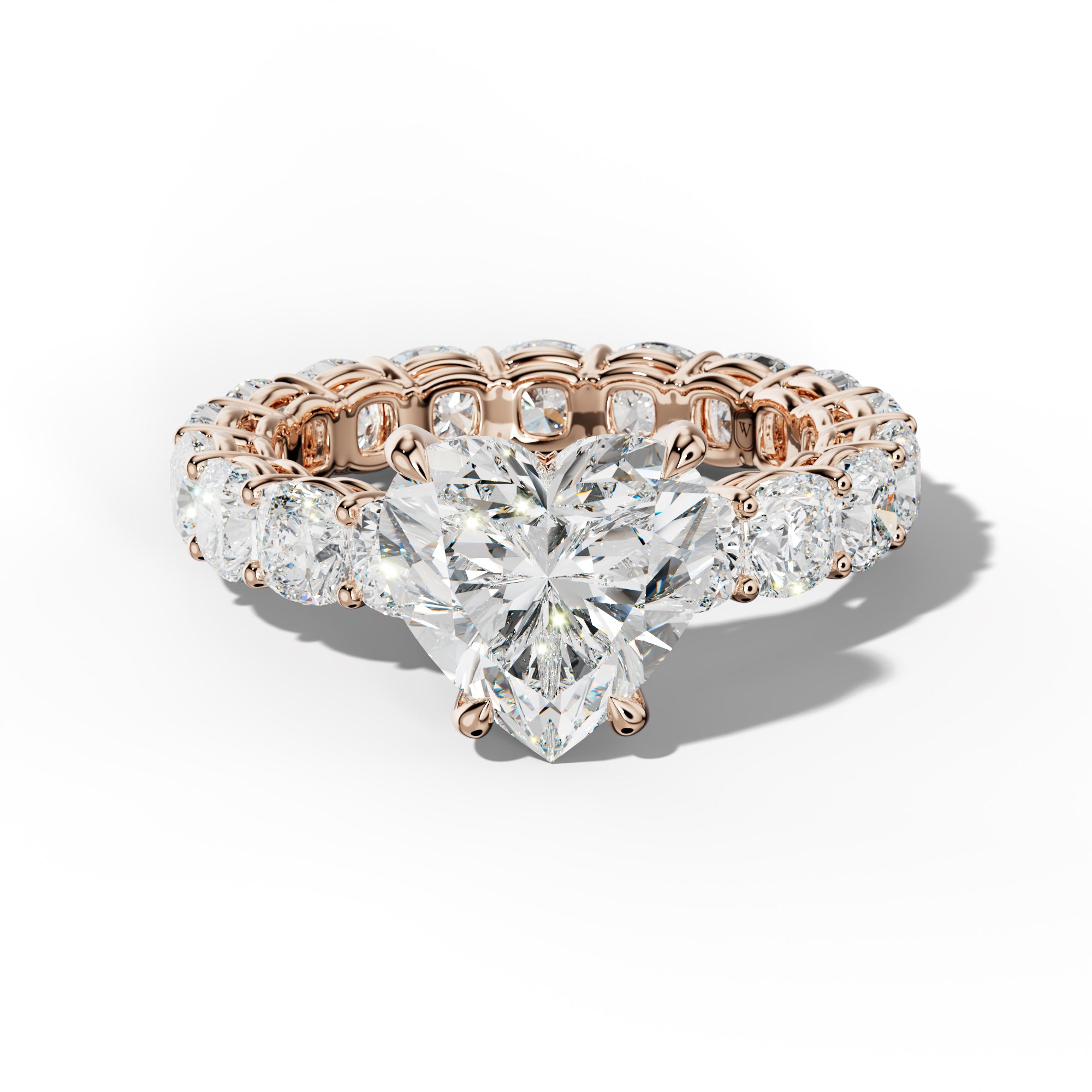 Celine Heart Diamond Engagement Ring With Cushion Side Stones