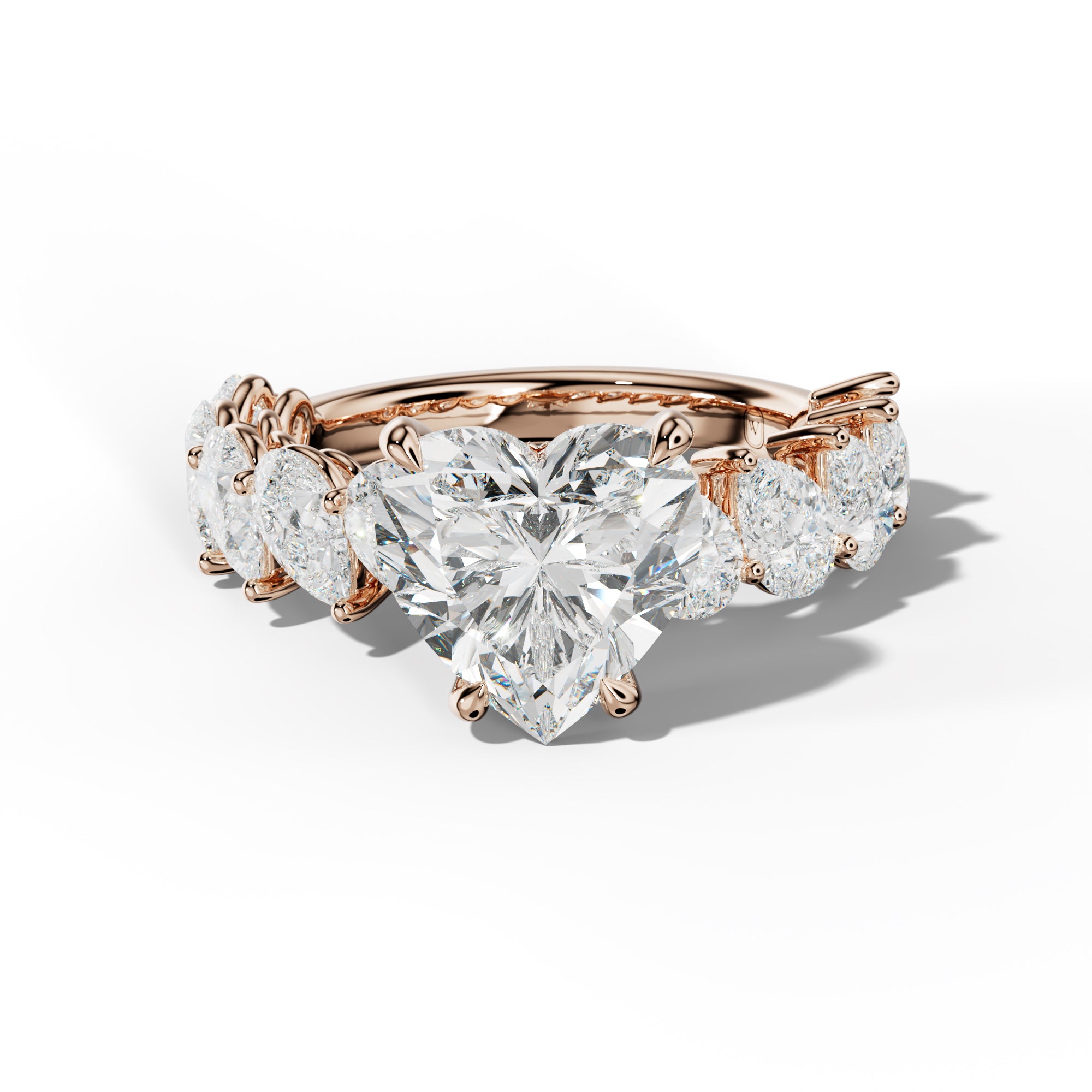 Elisabeth Heart Diamond Engagement Ring With Slanted Pear Side Stones