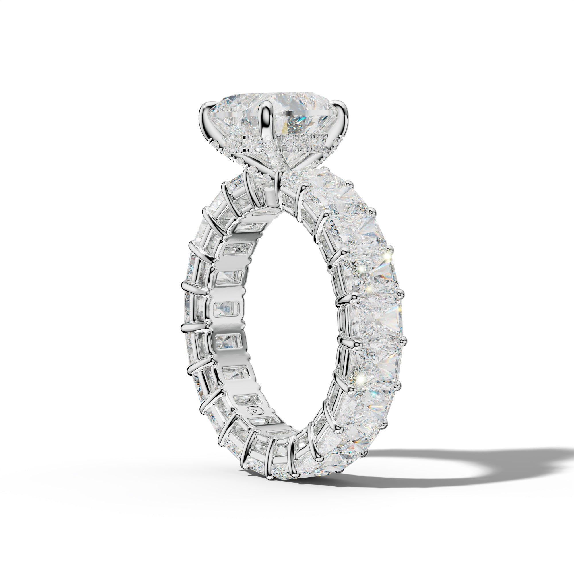 Soraya Heart Diamond Engagement Ring With Radiant Side Stones