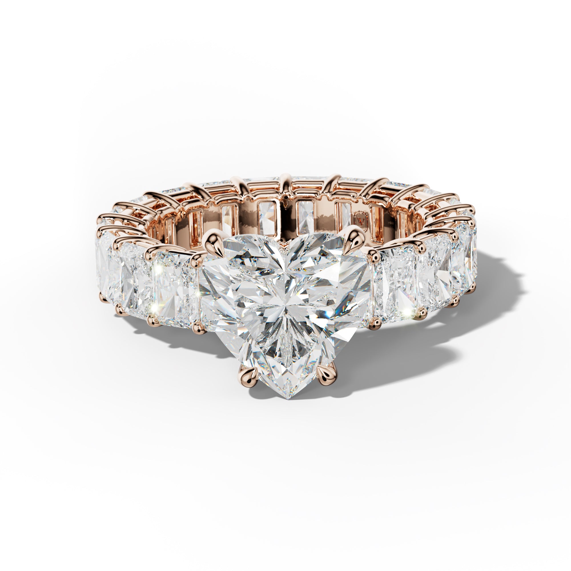 Soraya Heart Diamond Engagement Ring With Radiant Side Stones